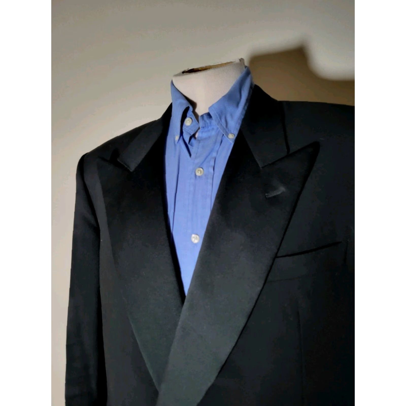 Canali VINTAGE canali Milano Blazer Jacket Double-Breasted Peak Lapel Black Wool 44L Mens Blazer Jacket Coat 54 Size 44R - 3 Thumbnail