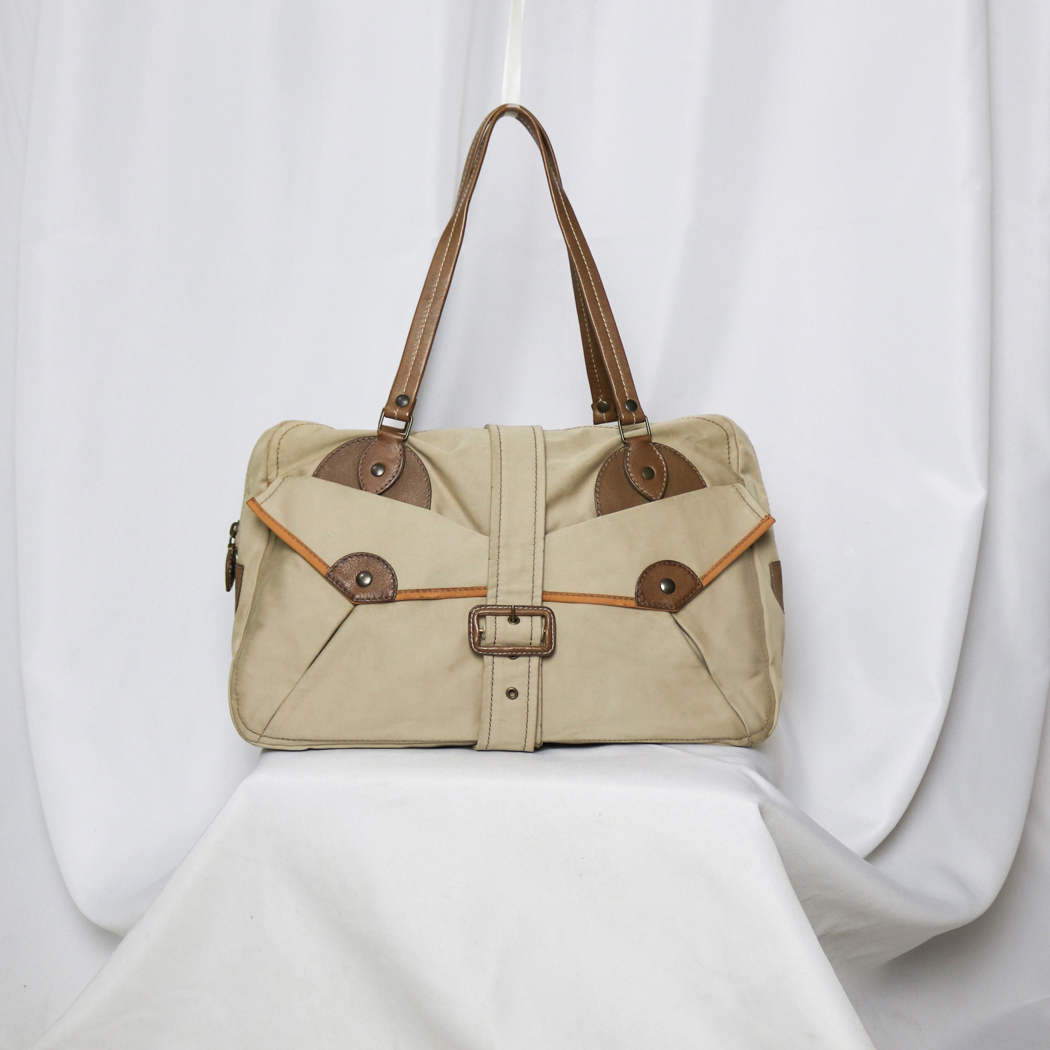 Miu Miu Miu Miu 2002 runway leather trim canvas bag Size ONE SIZE - 4 Thumbnail