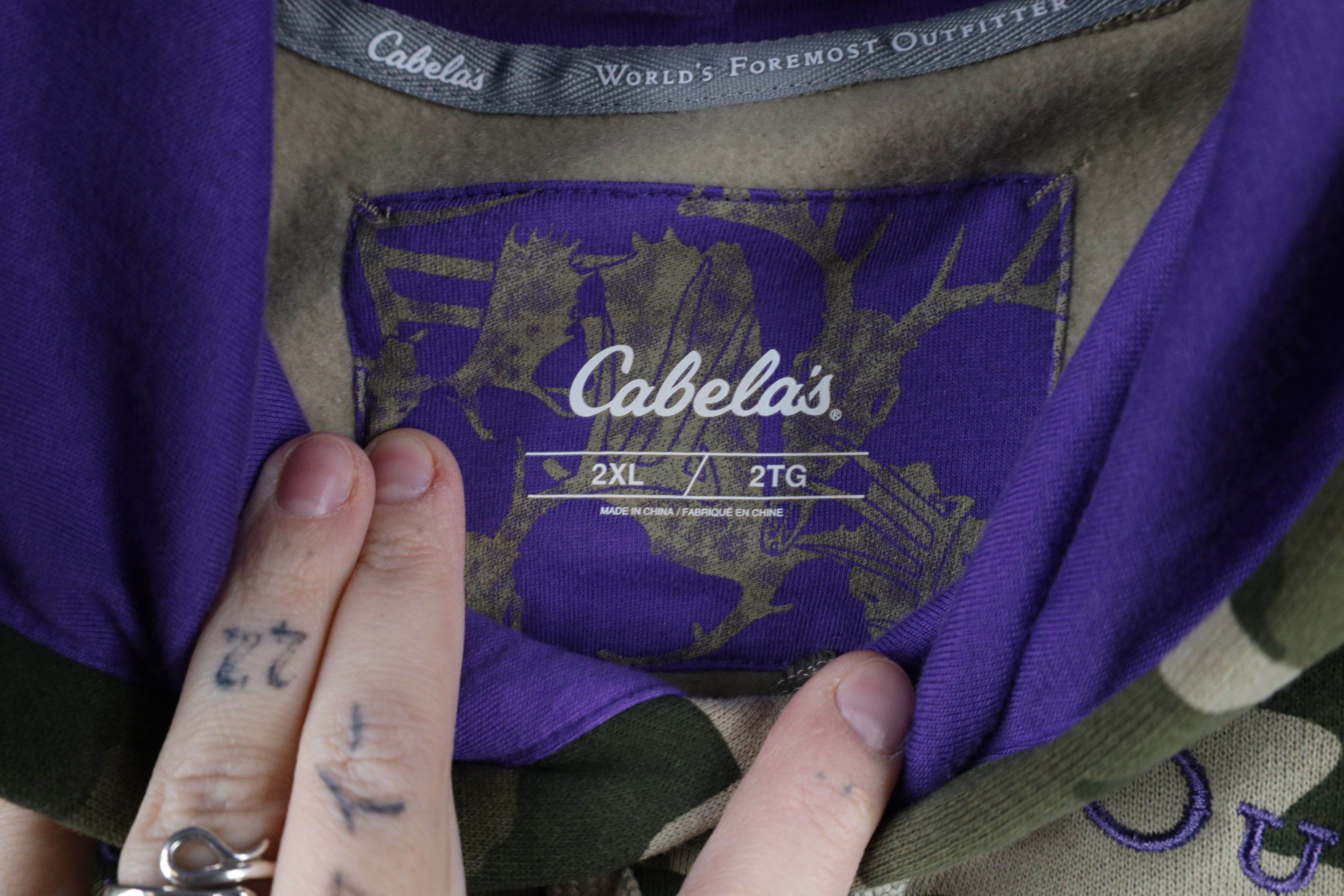 Cabelas × Vintage Vintage Y2K Cabelas Script Camouflage Hoodie Sweatshirt Size XXL / US 16-18 / IT 52-54 - 9 Thumbnail
