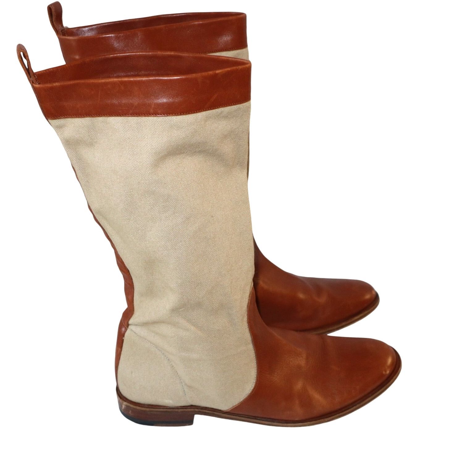 Robert Clergerie Vintage Women's Robert Clergerie Brown & Beige Riding Boots Size US 9 / IT 39 - 3 Thumbnail