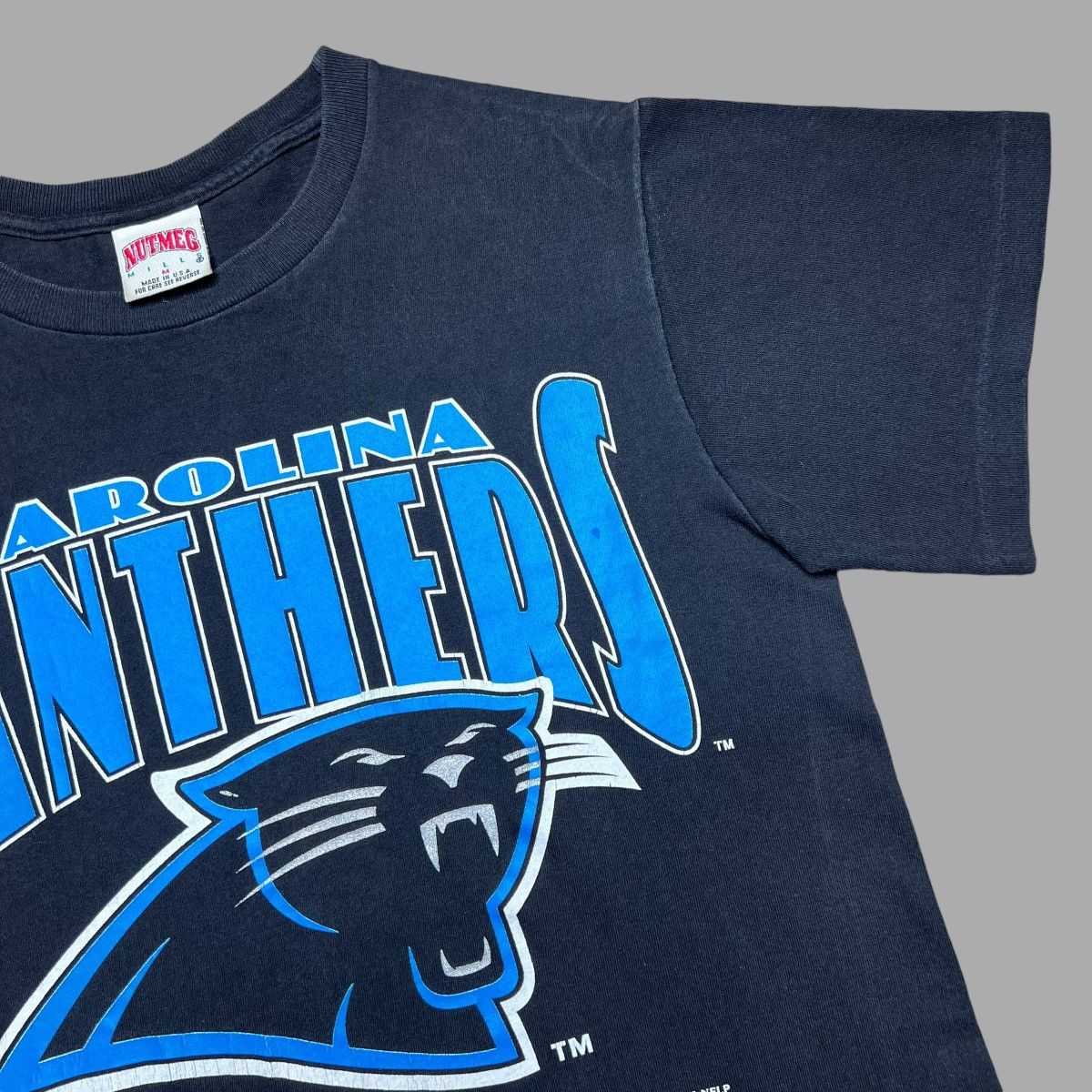 NFL × Nutmeg × Vintage 1993 NFL Carolina Panthers 3D Spell Out Graphic Nutmeg Tee Size US M / EU 48-50 / 2 - 4 Thumbnail