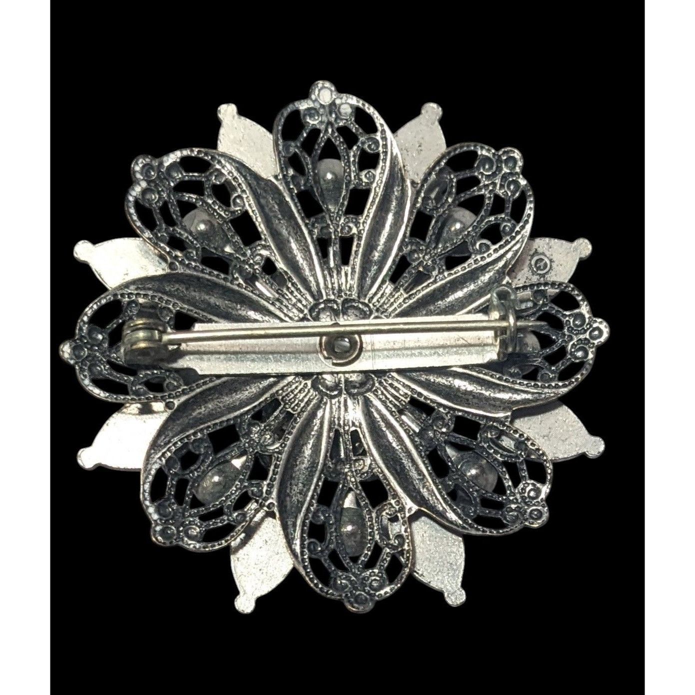 Other Vintage Floral Turquoise And Silver Tone Filigree Brooch Size ONE SIZE - 4 Thumbnail