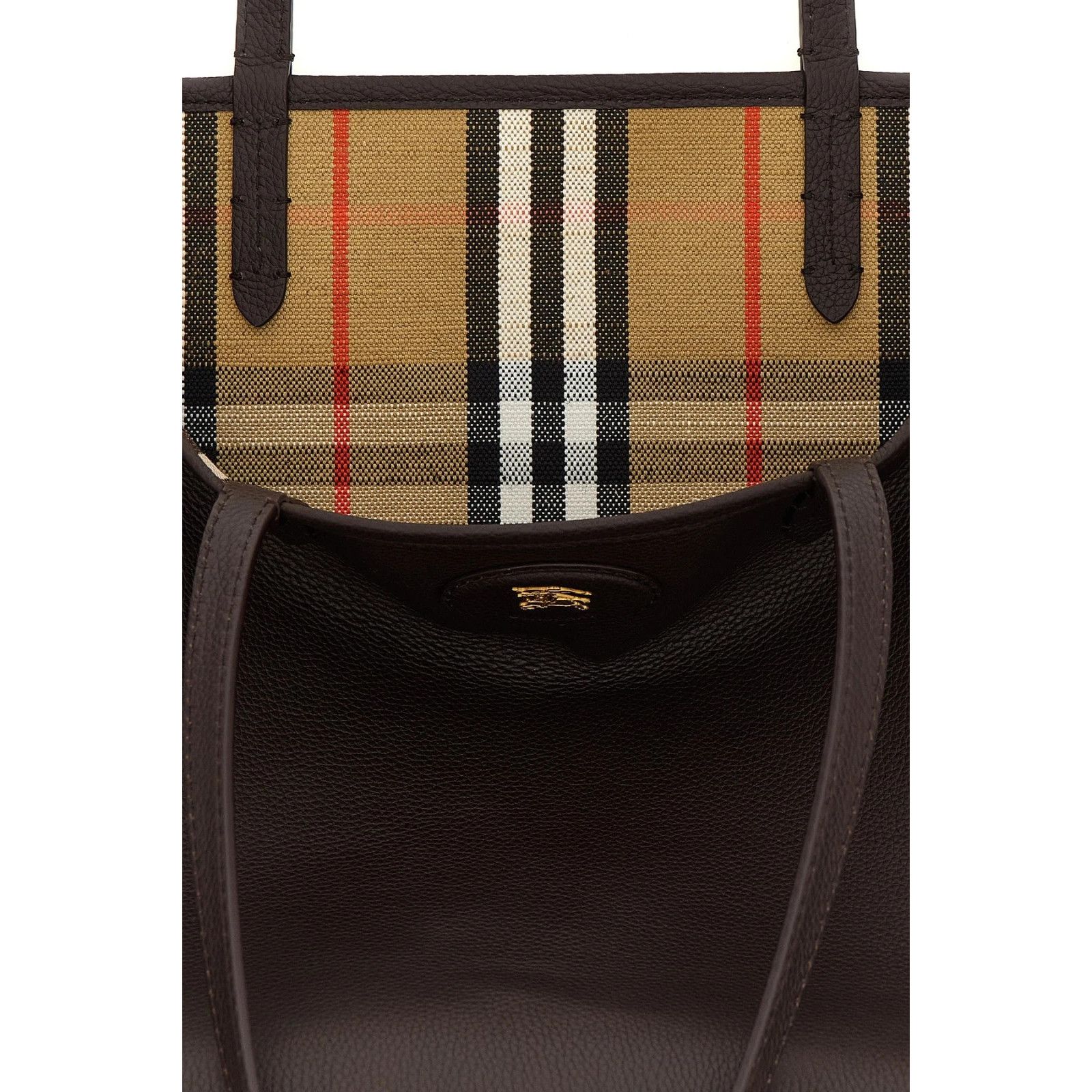 Burberry Burberry Medium Bloomsbury Reversible Check Black Leather Sh Size ONE SIZE - 4 Thumbnail
