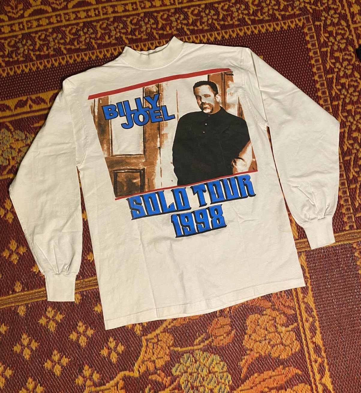 Band Tees 1998 Billy Joel Solo Tour USA Vintage 90s Long Sleeve 