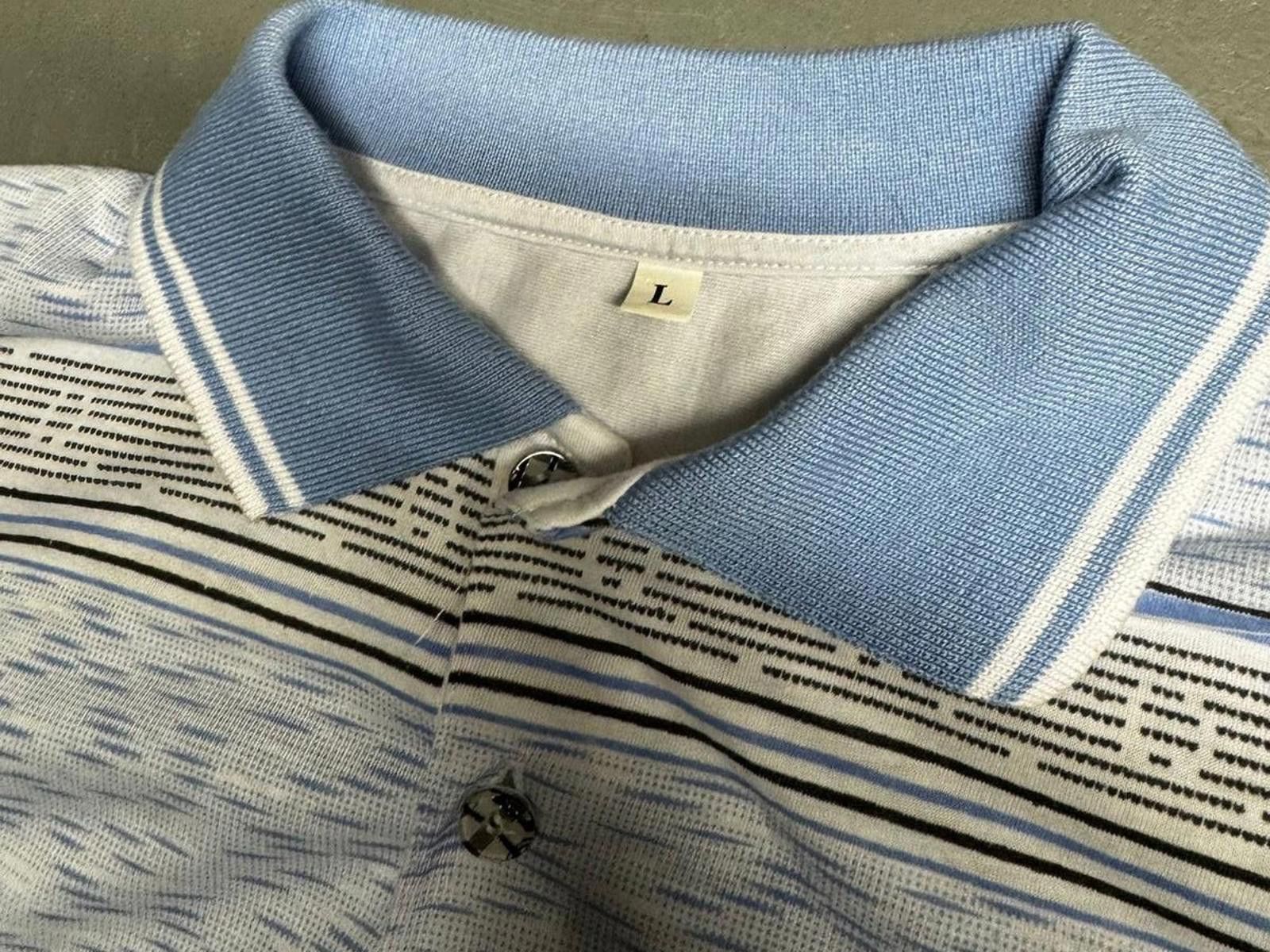 Designer Stylish Blue Striped Polo Shirt - Size L Size US L / EU 52-54 / 3 - 3 Thumbnail