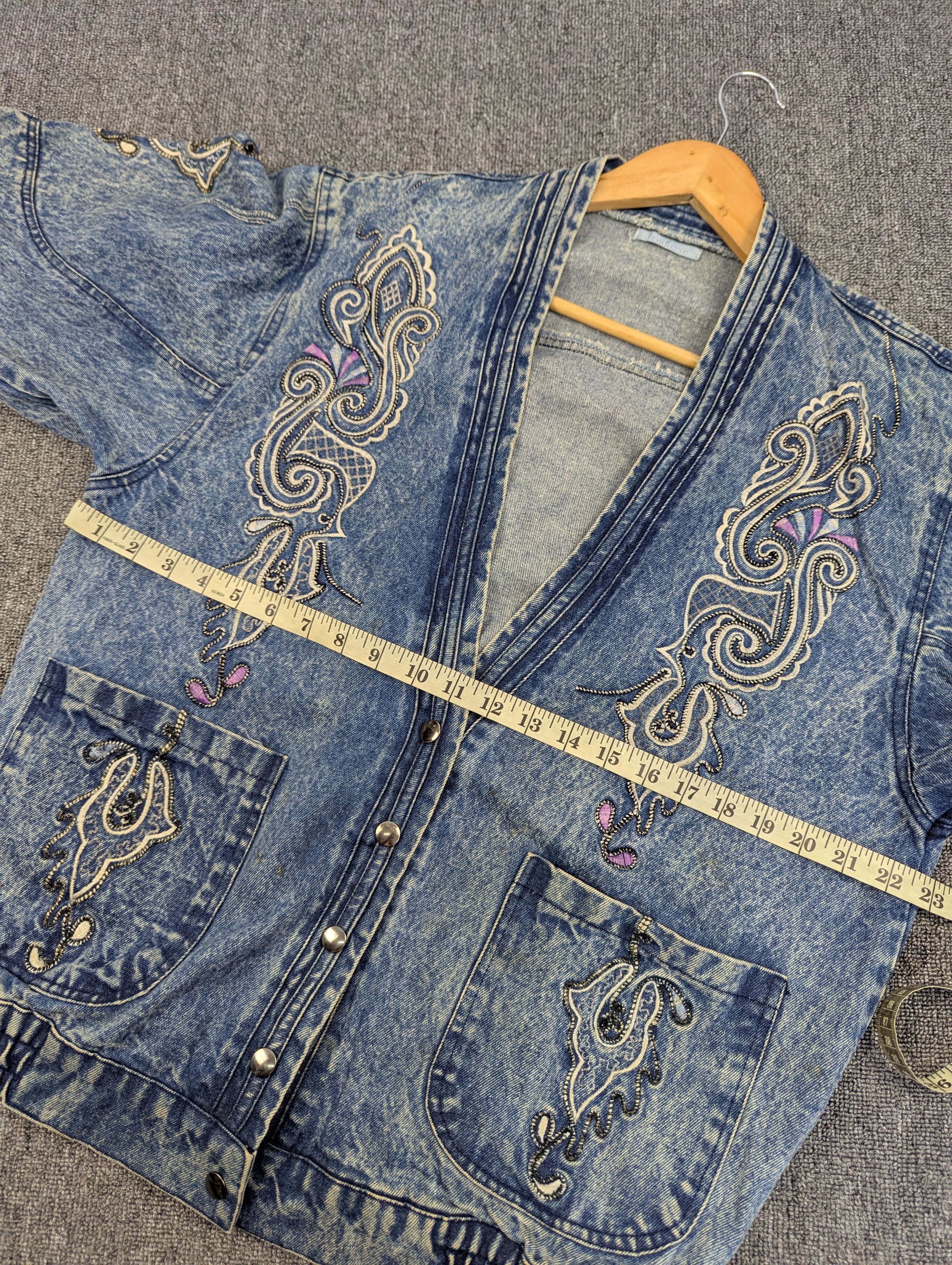 Vintage Corrose Cardigan Embroidery Denim Jacket