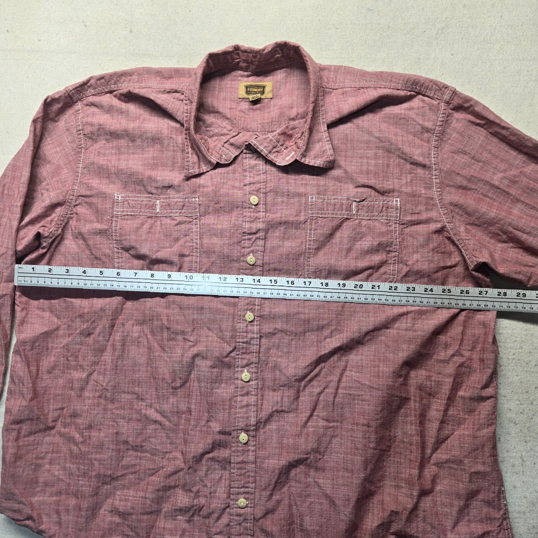 Vintage The Foundry Supply Co. Shirt Solid Red Button Up Long Sleeve Adult Men's 3XL Size US XXL / EU 58 / 5 - 4 Thumbnail