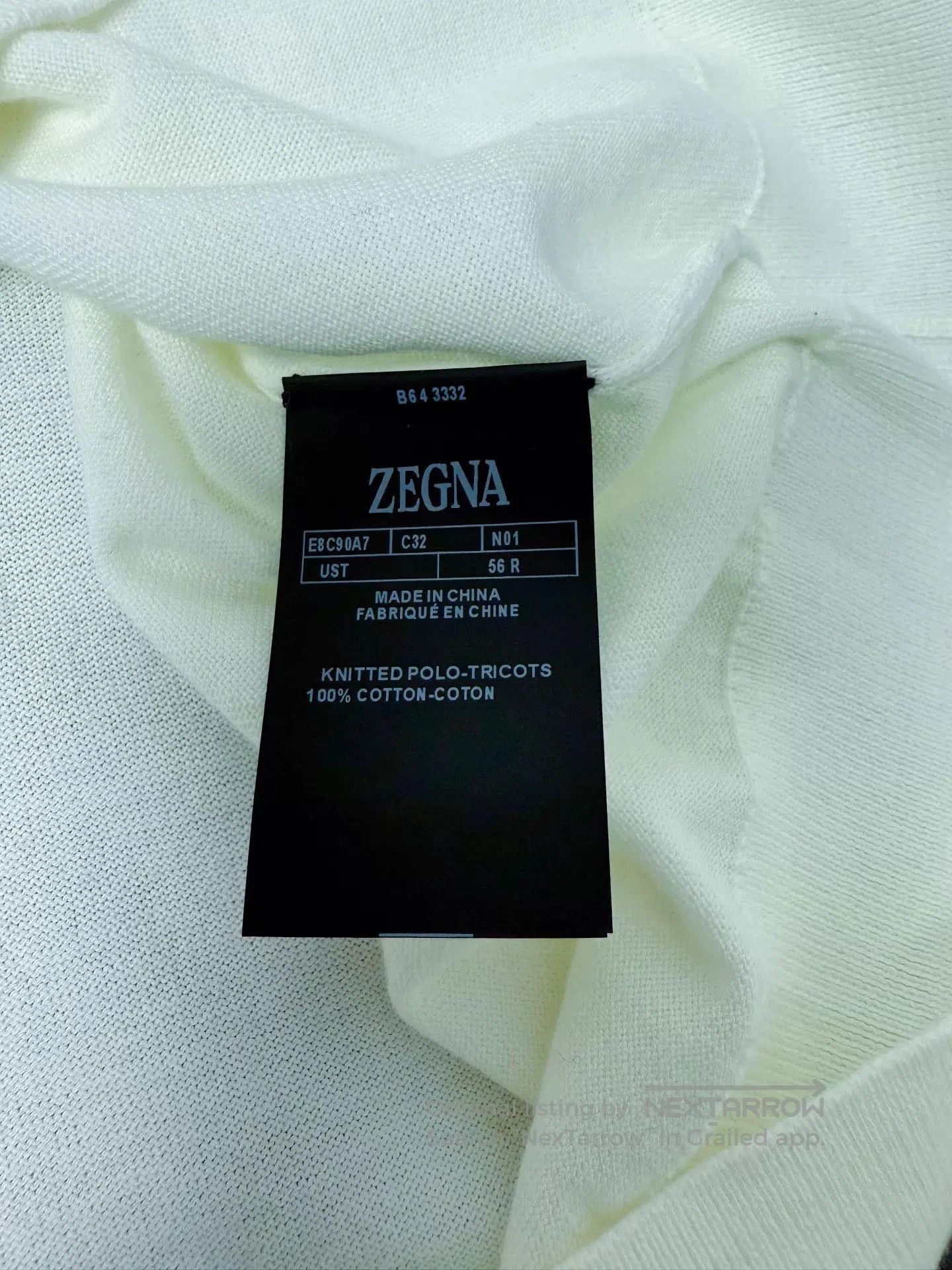 Ermenegildo Zegna ZEGNA Men's White Short-Sleeve Polo. Size US XL / EU 56 / 4 - 7 Thumbnail