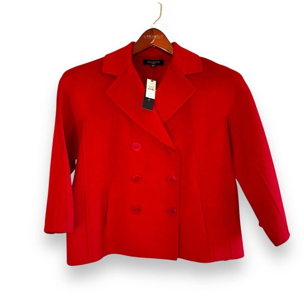 Other NWT Talbots Petites Crimson Red Wool Pea Coat Size 12P Size XL / US 12-14 / IT 48-50 - 1 Thumbnail