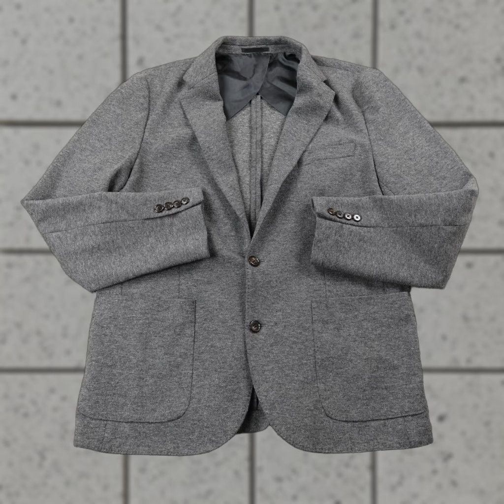 J.Crew J. Crew Blazer Mens M Gray Knit Wool Blend 2 Button Unstructured Suit Coat Jacket Classic Notch Lapel Single-Breasted Two-Button Casual Business Size 40R - 1 Thumbnail