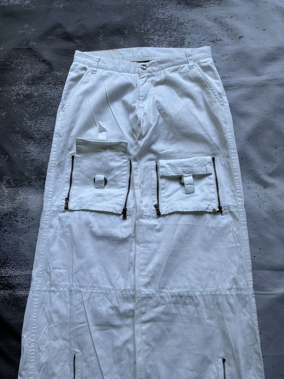 Dolce & Gabbana Dolce & Gabanna AW03 Multi zip White Cargo Pants Size US 33 - 6 Thumbnail