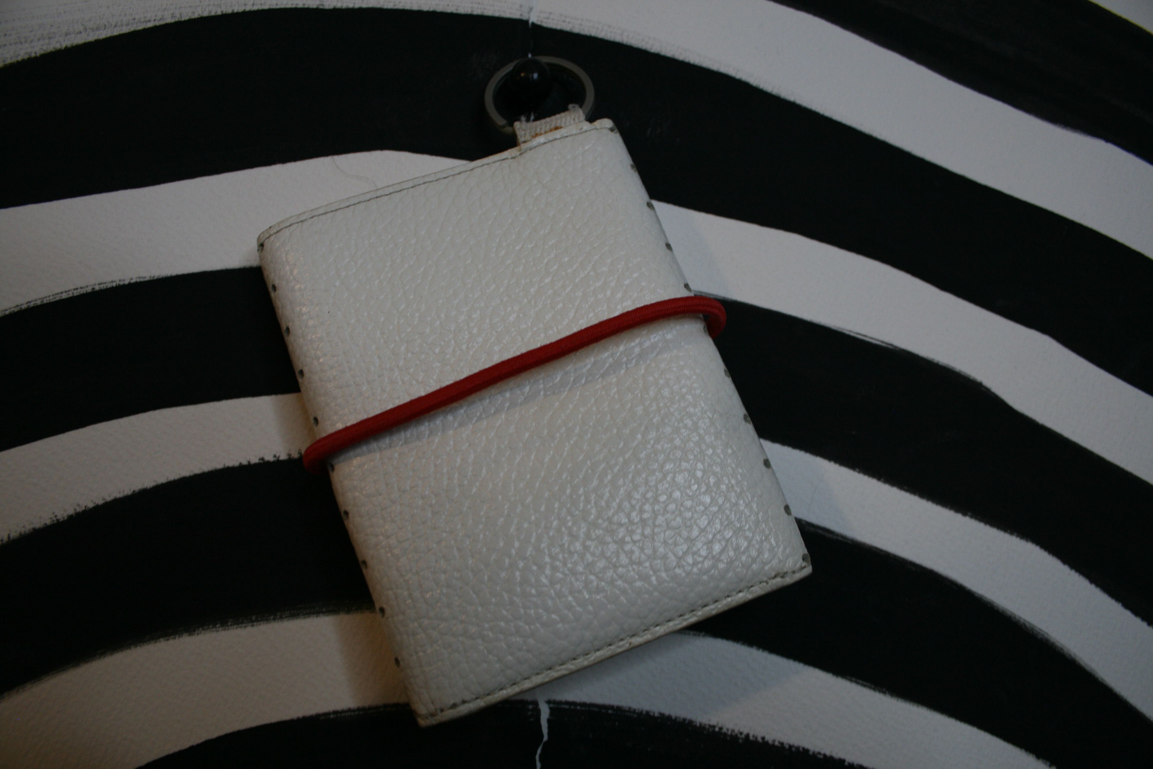 image of General Research Perforated Leather Wallet in White, Men's