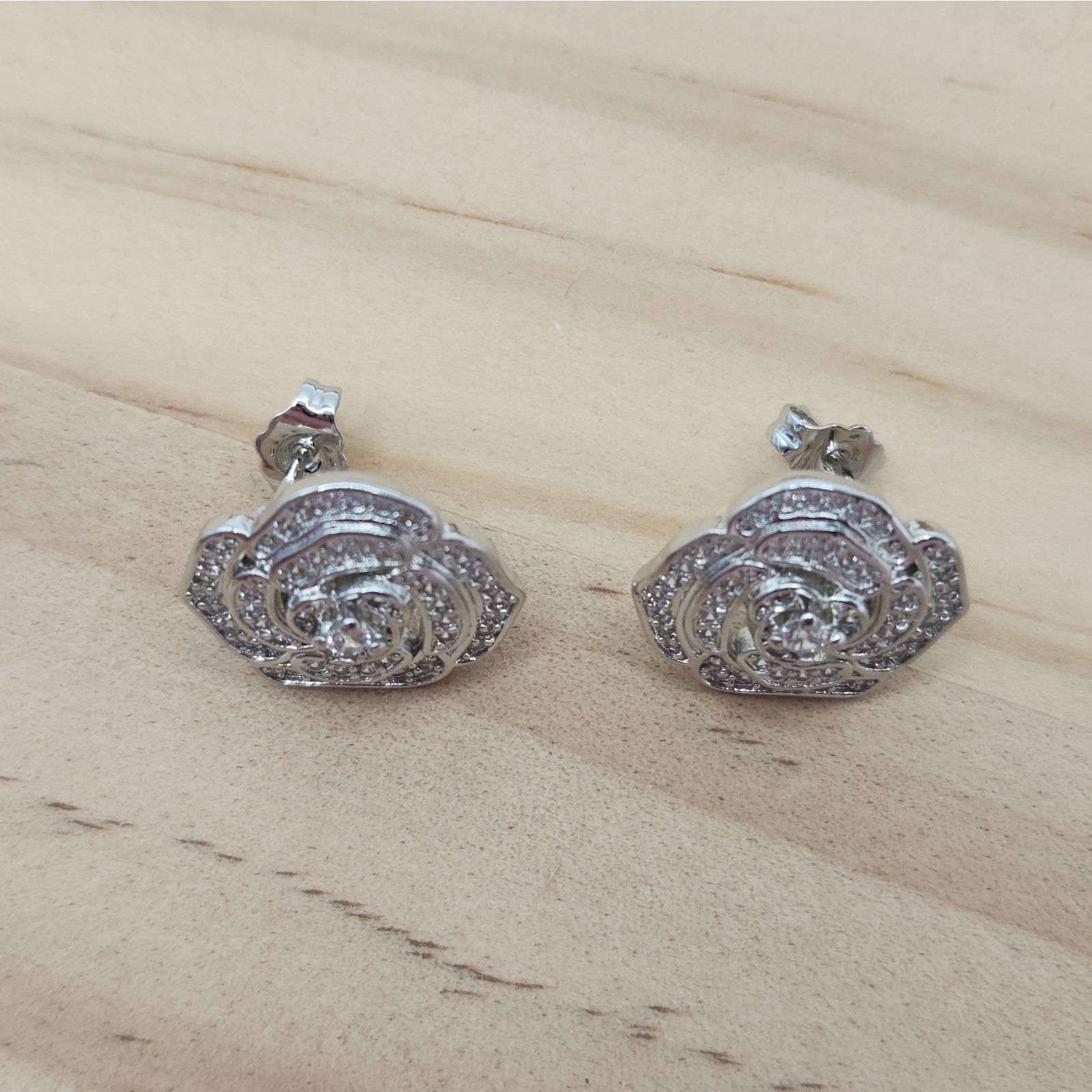 Other Elegant Camellia Flower Stud Earrings - Cubic Zirconia Size ONE SIZE - 5 Thumbnail