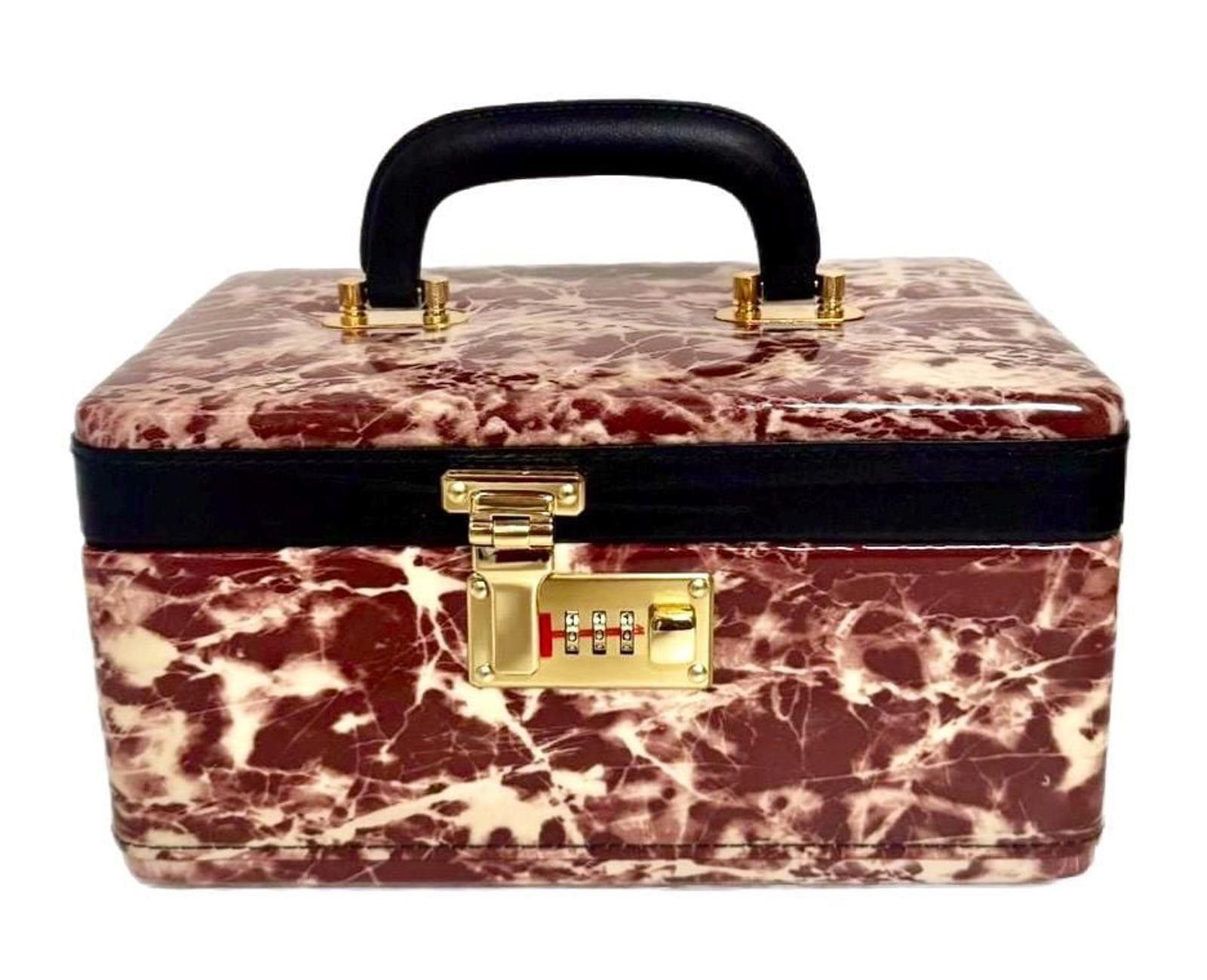 Other Jewelry Makeup Briefcase Box Brown Ivory Medium PU Leather Size ONE SIZE - 1 Thumbnail