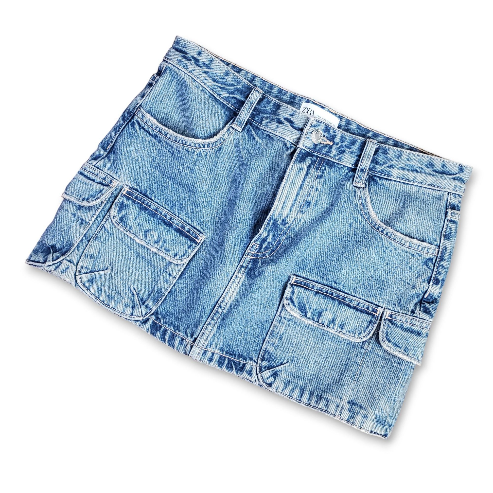 Zara Zara Size L NEW Jean Skirt Denim 100% Cotton Blue Med Wash Size 34" / US 12 / IT 48 - 1 Thumbnail