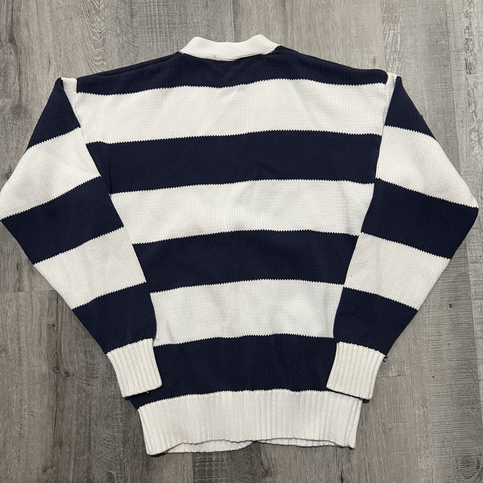 Vintage VTG Lands End 90s Striped Cardigan Sweater Preppy Sailing Size US M / EU 48-50 / 2 - 2 Thumbnail