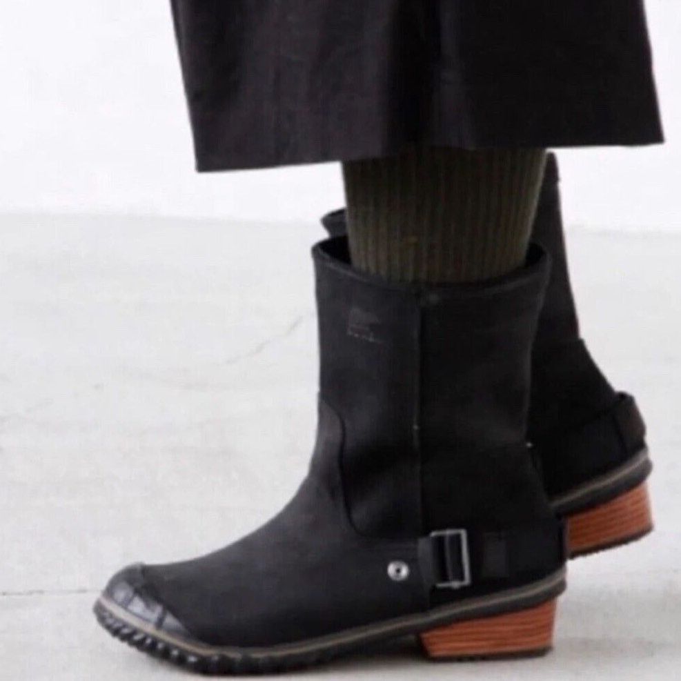 SOREL Sorel Slimshortie Nubuck Leather Ankle Duck Boots Black 5 Size US 5 / IT 35 - 3 Thumbnail