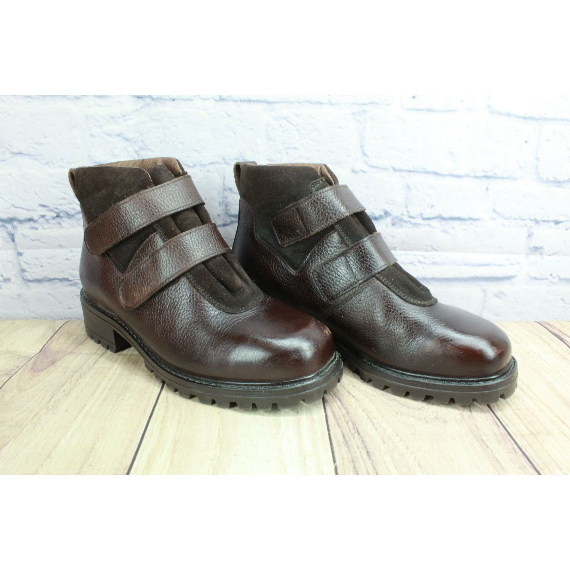 L.L. Bean × Leather LL Bean Leather Hook Loop Lug Sole Wool Lined Ankle Booties Size US 10 / IT 40 - 3 Thumbnail