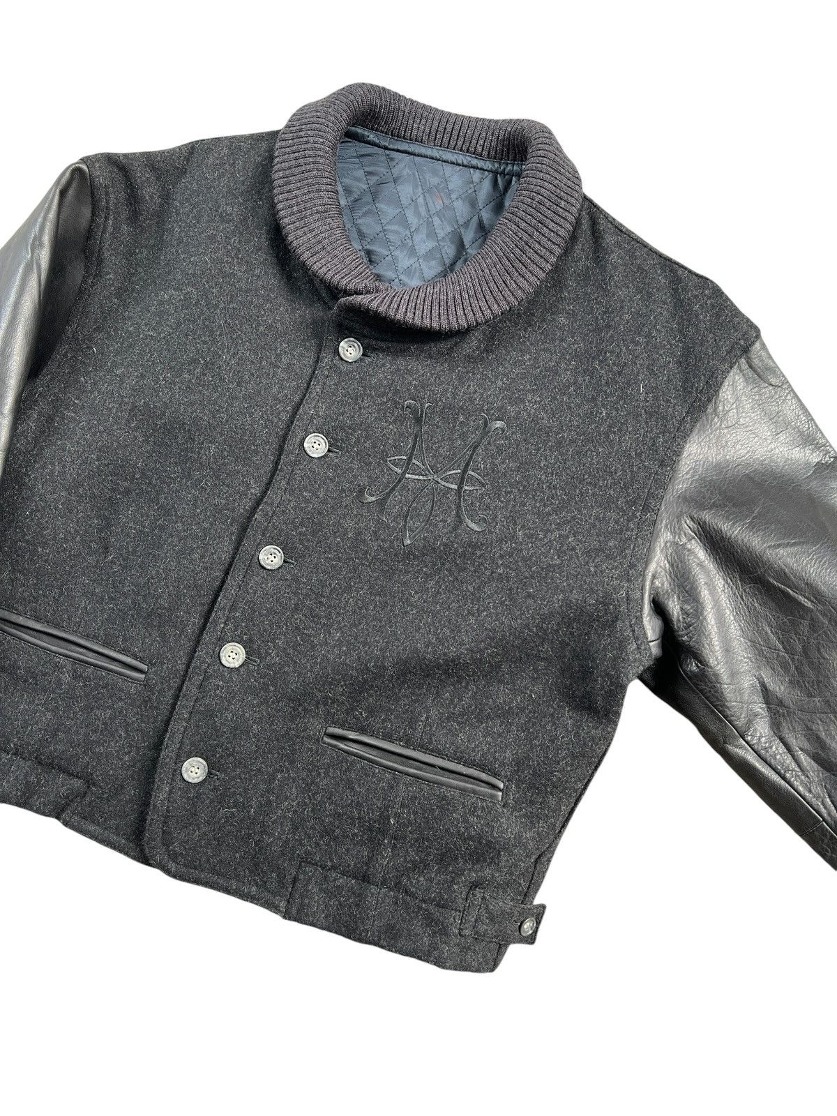 Japanese Brand × PPFM × Vintage 1990 Manic by PPFM Heavy Wool Leather Cropped Bomber Size US M / EU 48-50 / 2 - 5 Thumbnail