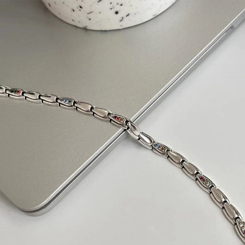 Jewelry Multicolor Zircon Snake Chain Splicing Bracelet Size ONE SIZE - 3 Thumbnail