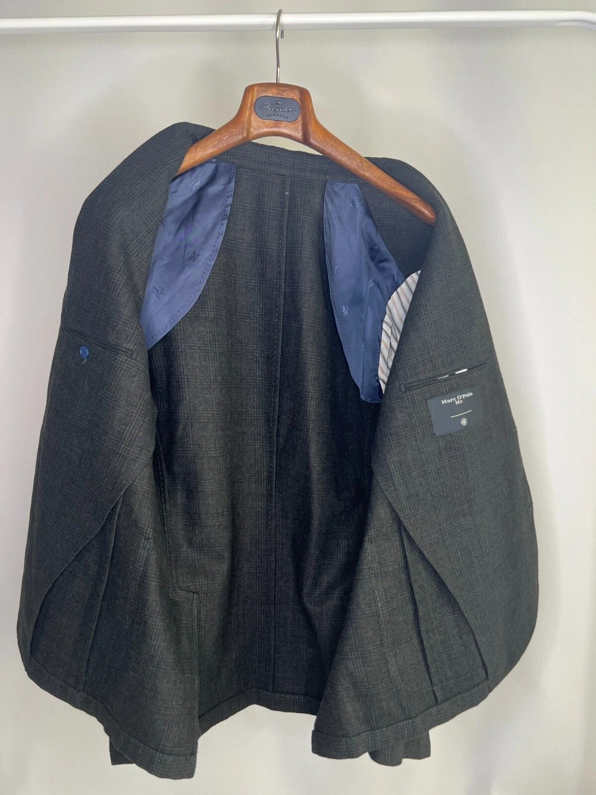 Marc O'Polo MARC O'POLO Plaid Dark Green Blazer Wool Unlined Size 46R - 13 Thumbnail