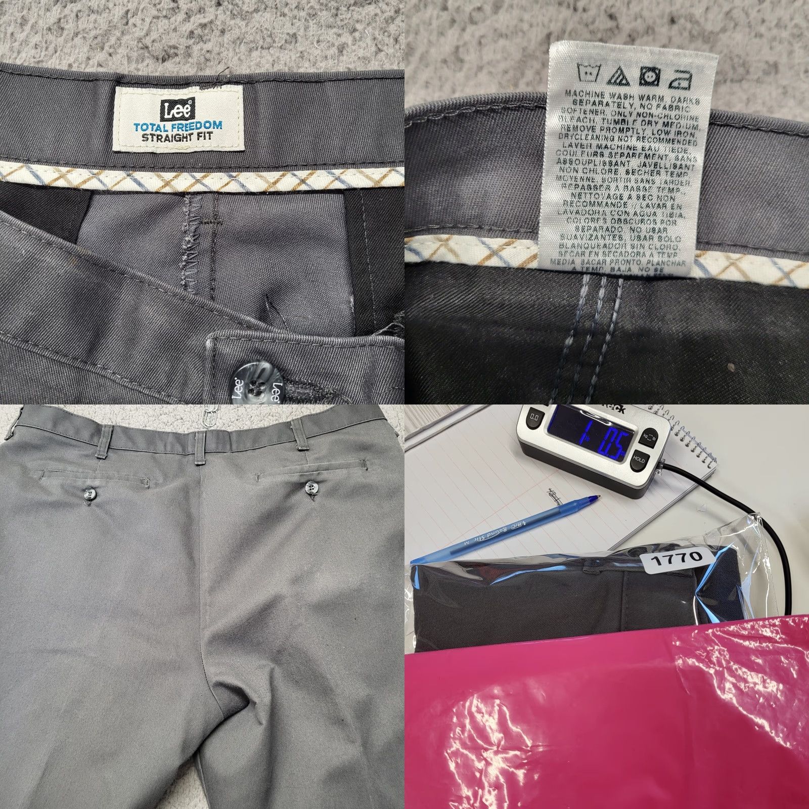 Lee Lee Total Freedom Straight Fit Chino Pants Men's 38x29 Grey Flat Front Relaxed Slim Straight Front Buy Now Size US 38 / EU 54 - 8 Thumbnail
