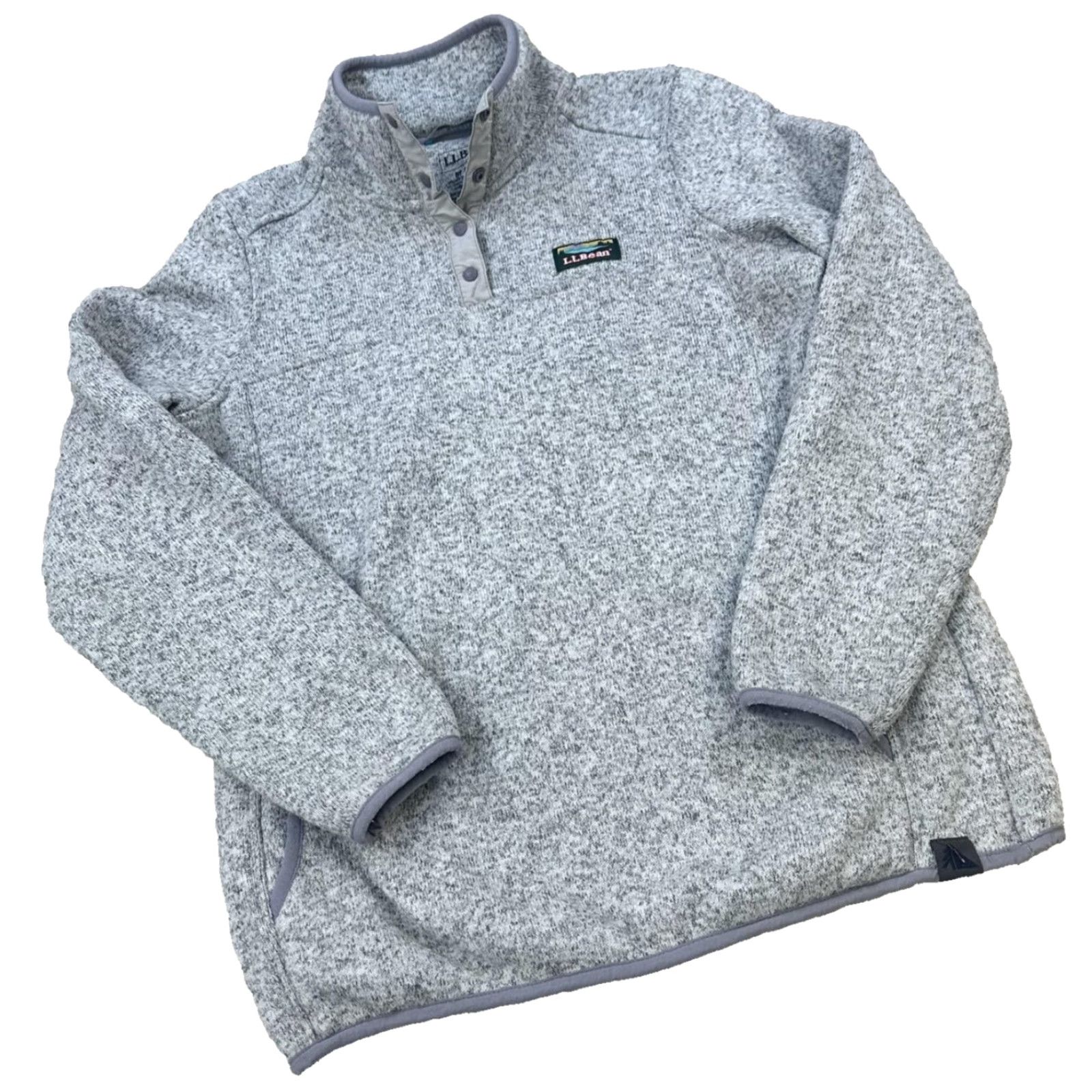 Vintage LL Bean Pullover Womens Medium Gray Fleece Sweater Outdoor 1/4 Zip Cozy Hiking Size M / US 6-8 / IT 42-44 - 2 Thumbnail