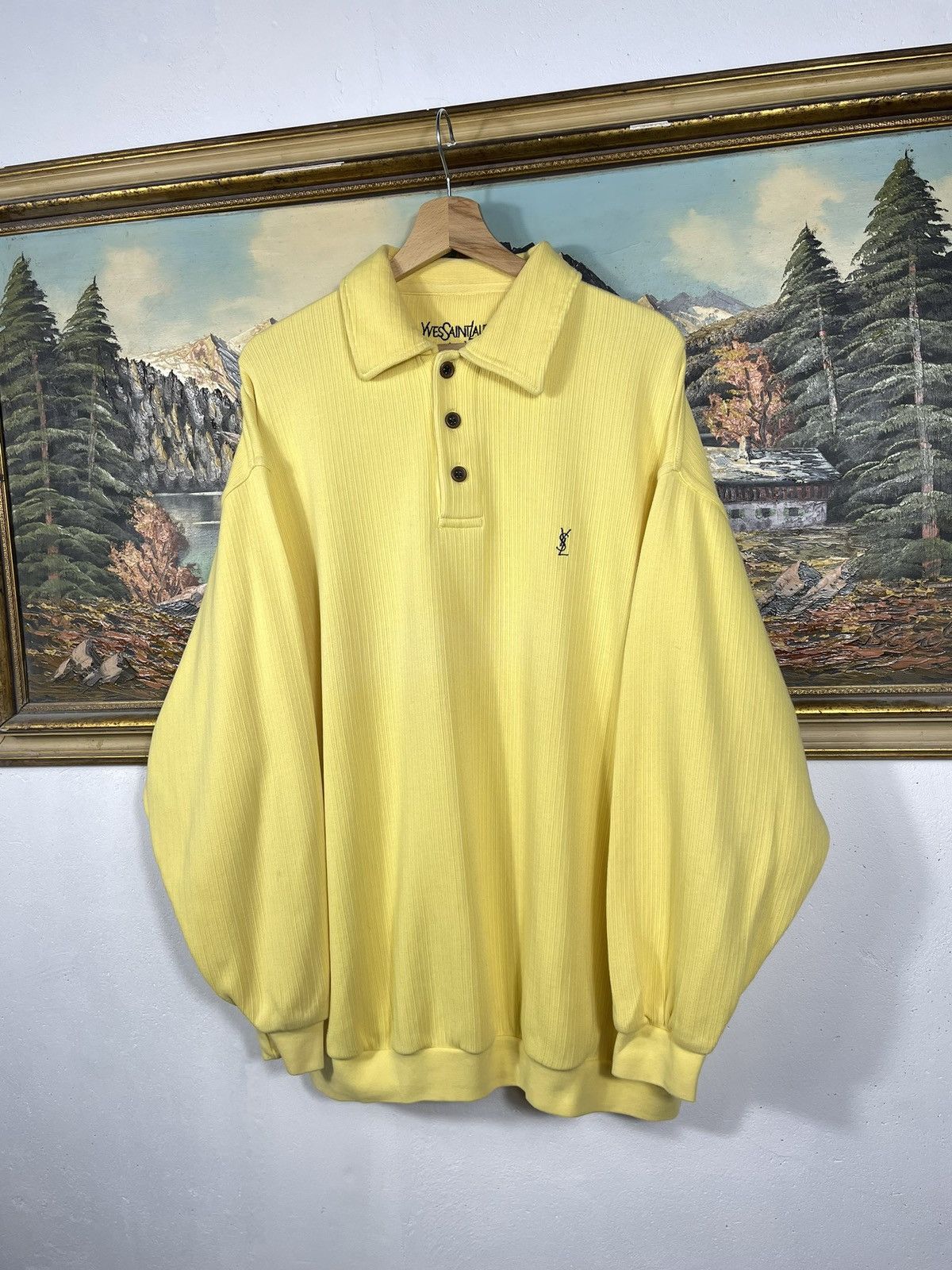 Designer × Vintage × Yves Saint Laurent Yves Saint Laurent YSL vintage 90s polo sweatshirt crewneck Size US XL / EU 56 / 4 - 2 Thumbnail