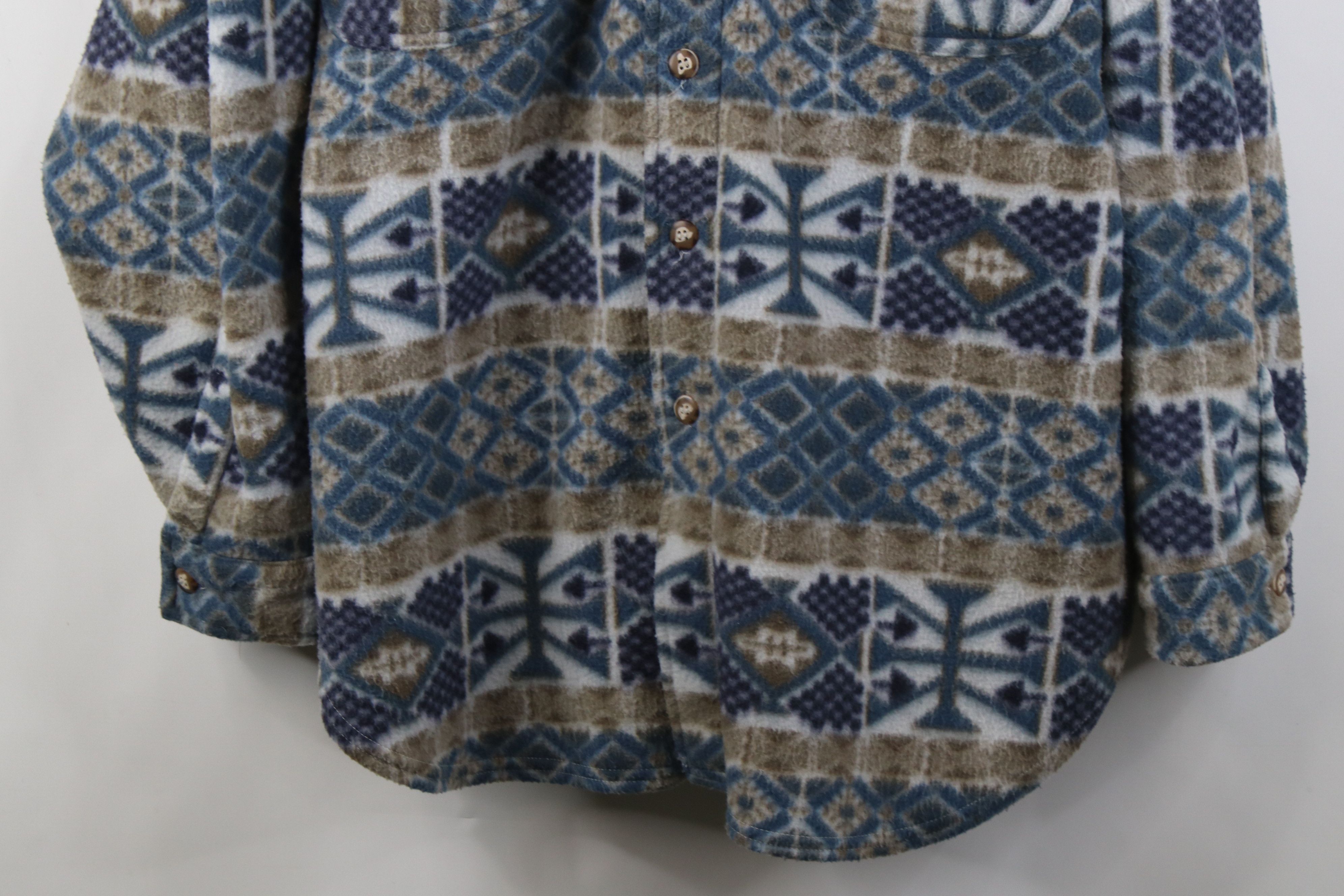 Vintage Vintage 90s Streetwear Fair Isle Fleece Button Shirt Jacket Size US XL / EU 56 / 4 - 3 Thumbnail