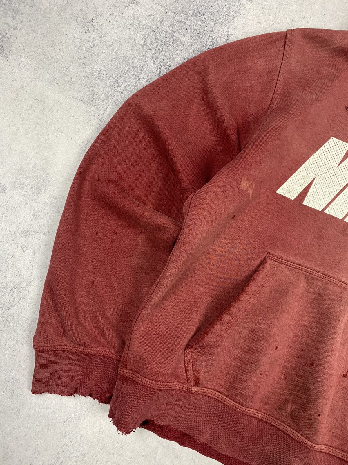 Nike × Vintage Vintage 00s Nike Big Logo Swoosh Distressed Hoodie y2k Drill Size US S / EU 44-46 / 1 - 10 Thumbnail