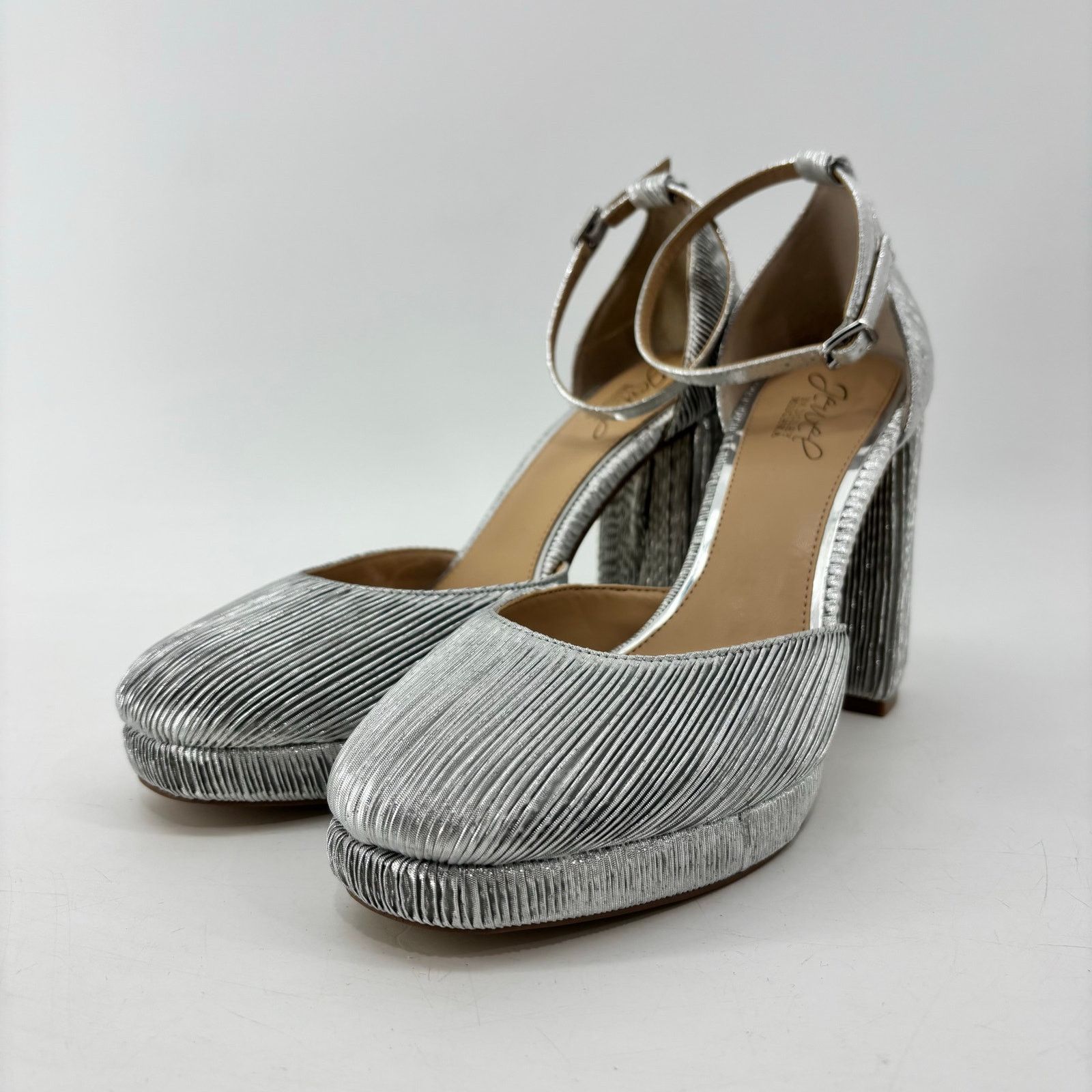 Other Jewel Badgley Mischka Womens 8.5 Silver Stephanie Heel Block Size US 8.5 / IT 38.5 - 12 Thumbnail