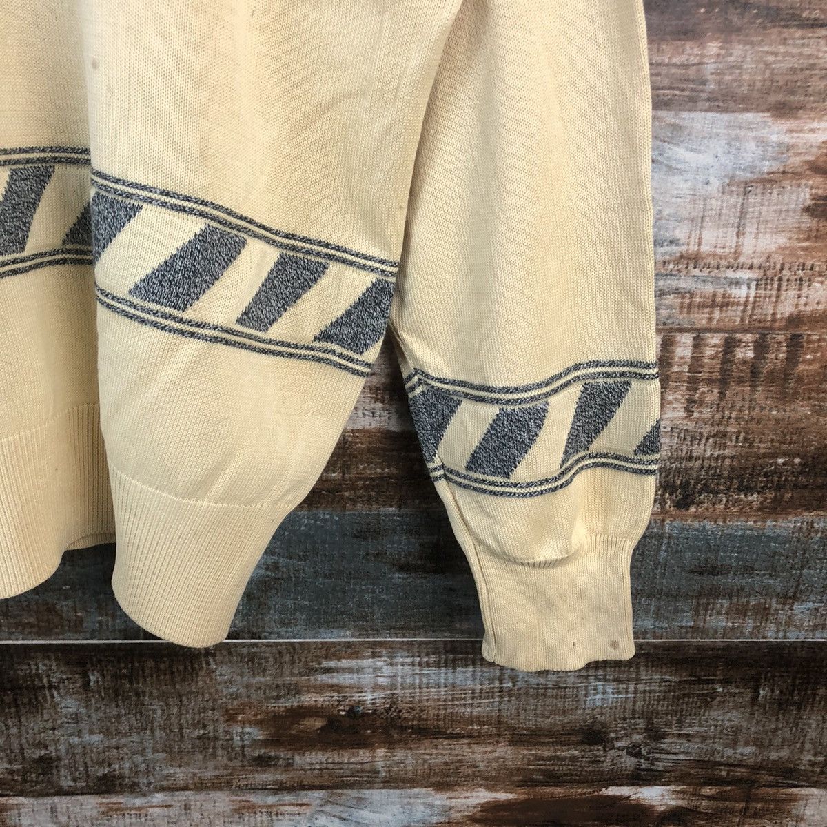 Homespun Knitwear DL Black White sportwear vintage japan Beige Knitwear #C686 Size US M / EU 48-50 / 2 - 8 Thumbnail