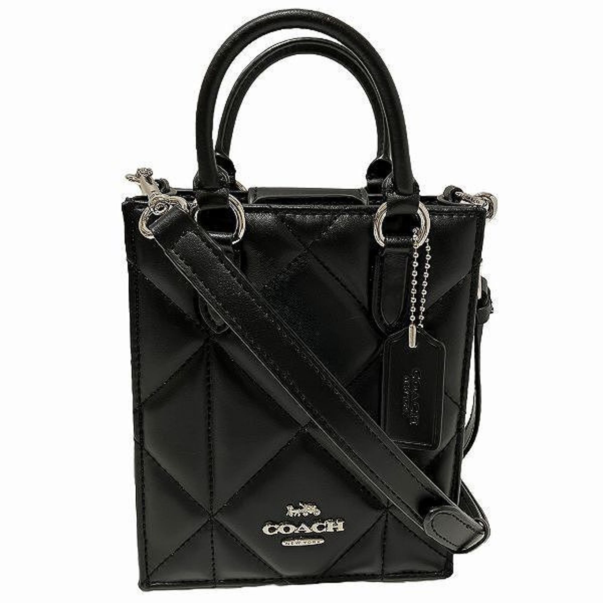Coach Cj580 North South Quilted 2Way Bag Tote Shoulder Women's in Black