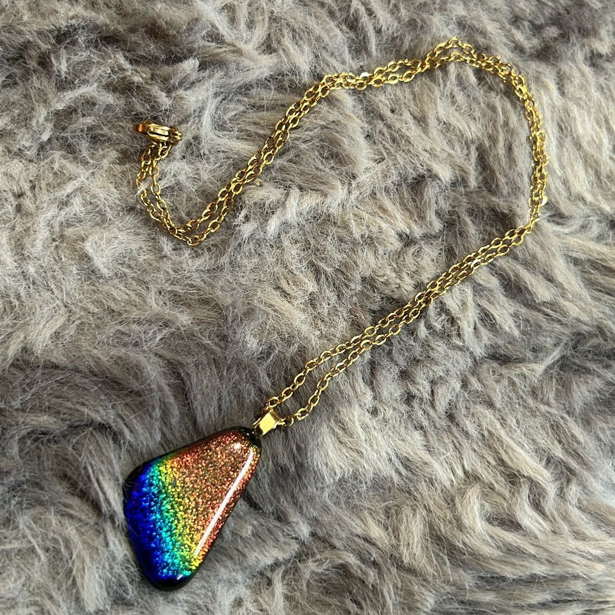 Handmade Handcrafted dichroic sparkle pendant on chain necklace Size ONE SIZE - 6 Thumbnail