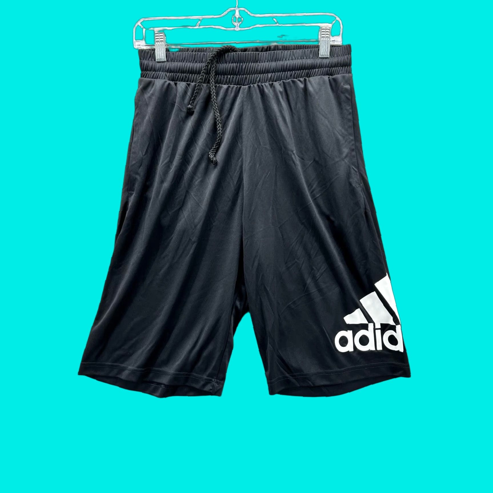 Adidas Adidas Shorts Men Medium Adult Black Athletic Basketball Trefoil Gym Fleece Drawstring Elastic Waist 9in Inseam Regular Readability Size US 31 - 1 Thumbnail