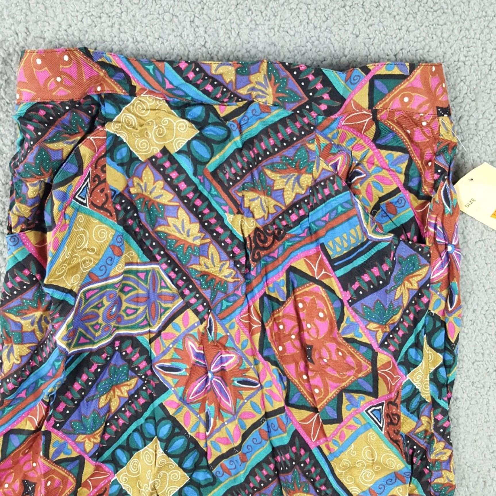 CAMILLA Vintage 80s Floral Geometric Straight Mini Above Knee Women's Size 9-10 Skirt Size 32" / US 10 / IT 46 - 2 Thumbnail
