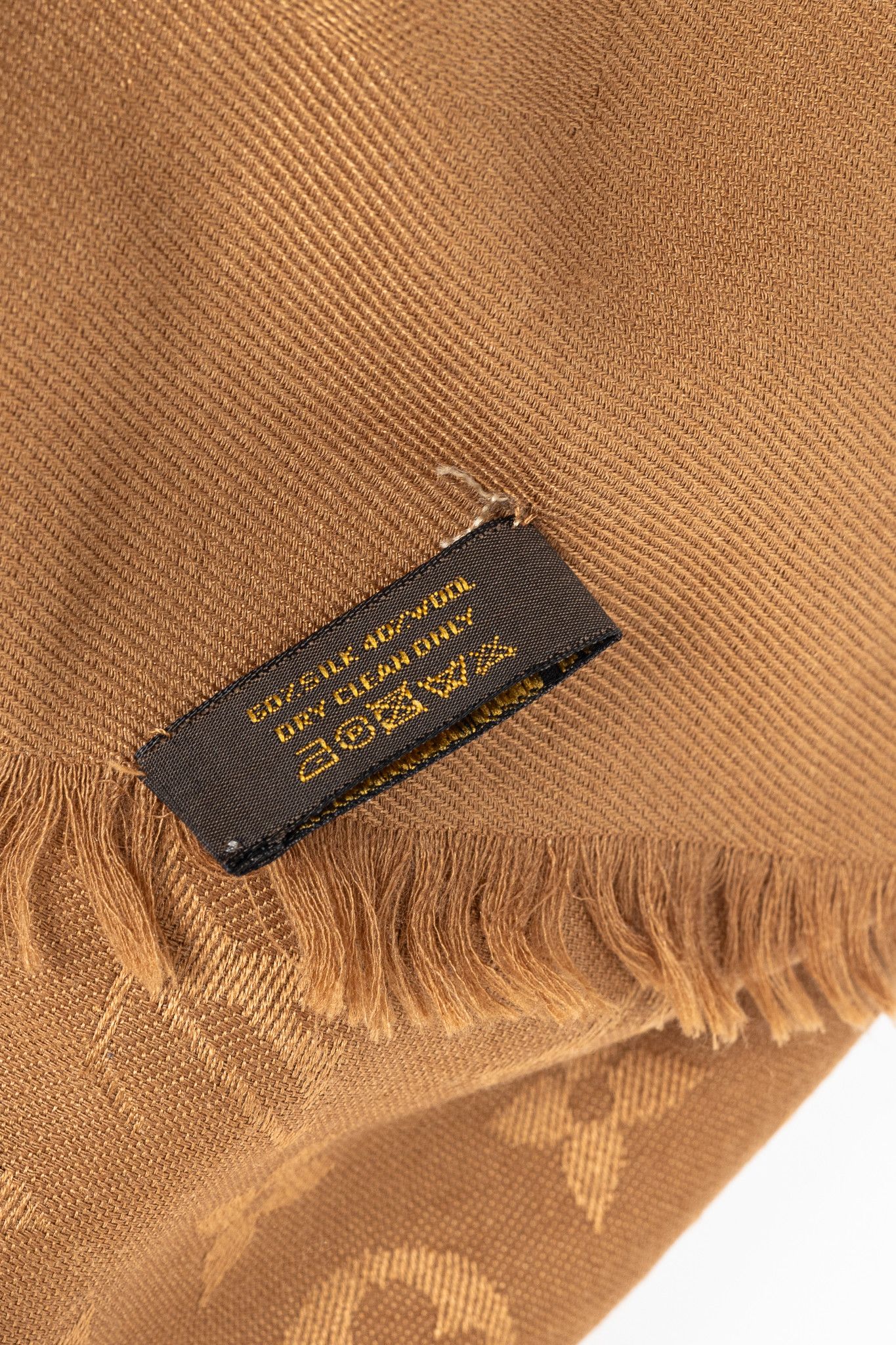 Louis Vuitton Louis Vuitton Camel Silk & Wool Monogram Fringe Shawl Size ONE SIZE - 4 Thumbnail