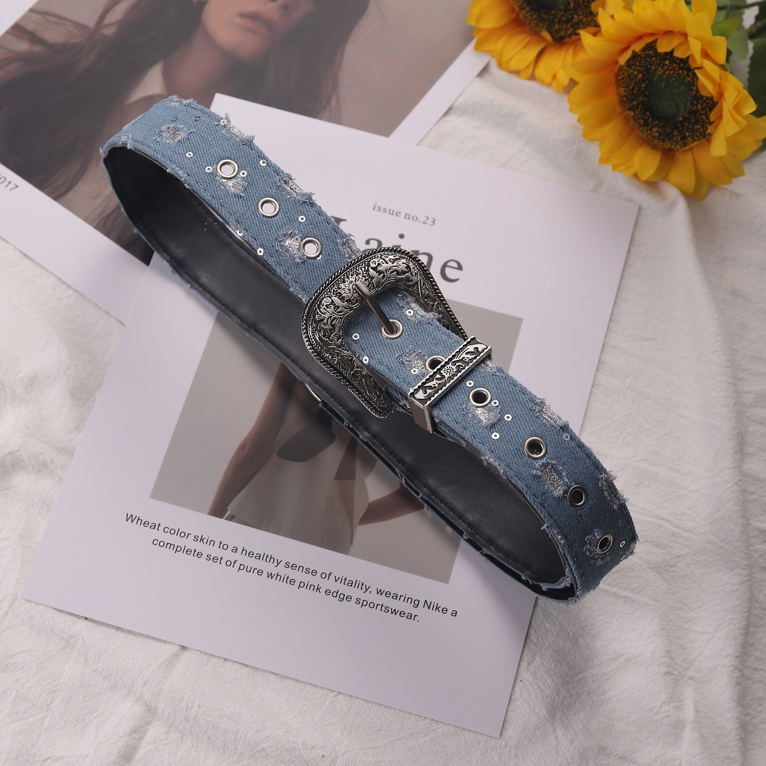 Designer Dark Vintage Belt Riveted Belts Menswear Accessories Size ONE SIZE - 2 Thumbnail