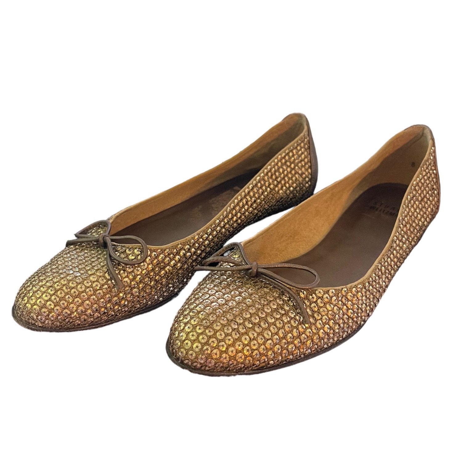 Stuart Weitzman Stuart Weitzman Casino Gold Sequin Ballet Flats Size 8 Size US 8 / IT 38 - 1 Thumbnail