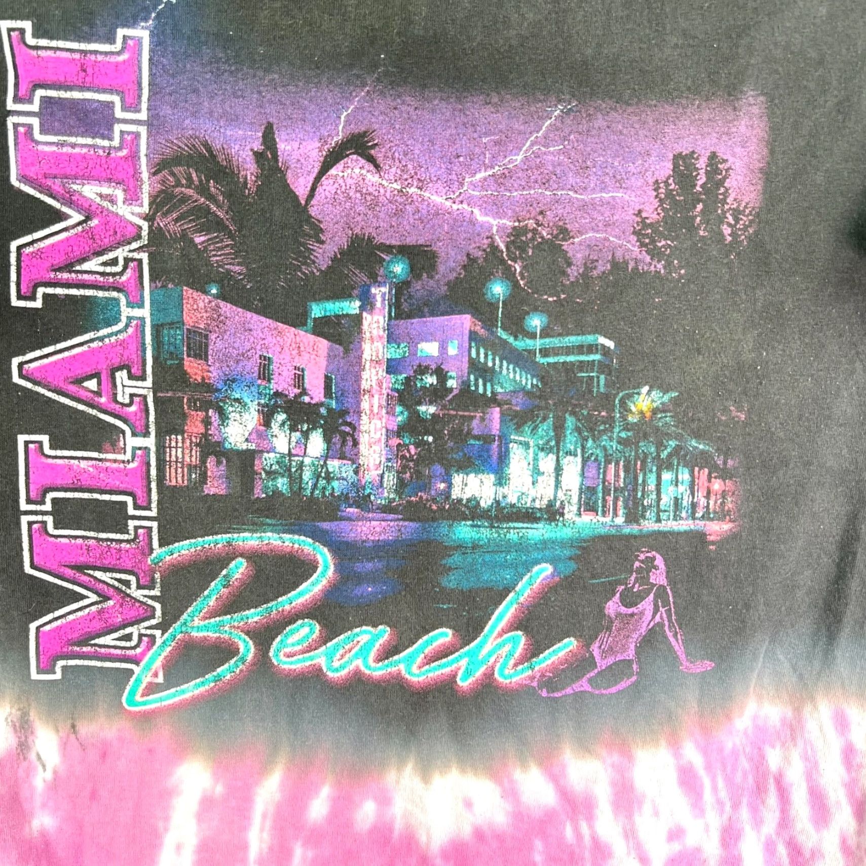 Pacsun PacSun Miami Beach Tie Dye T-Shirt Mens XL Purple Graphic Print Size US XL / EU 56 / 4 - 3 Thumbnail