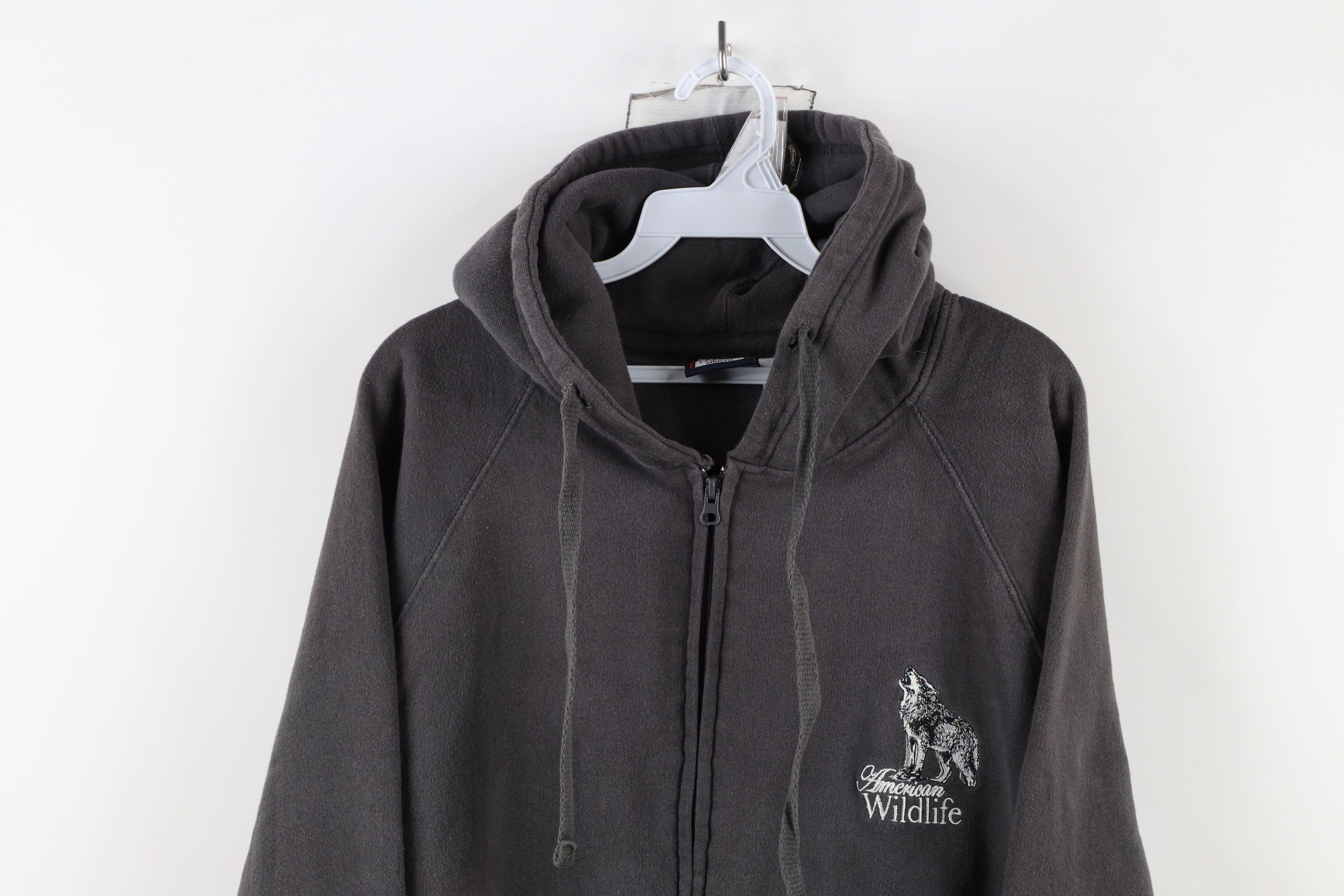 Vintage Vintage 90s Streetwear Out American Wildlife Wolf Hoodie Size US XXL / EU 58 / 5 - 2 Thumbnail