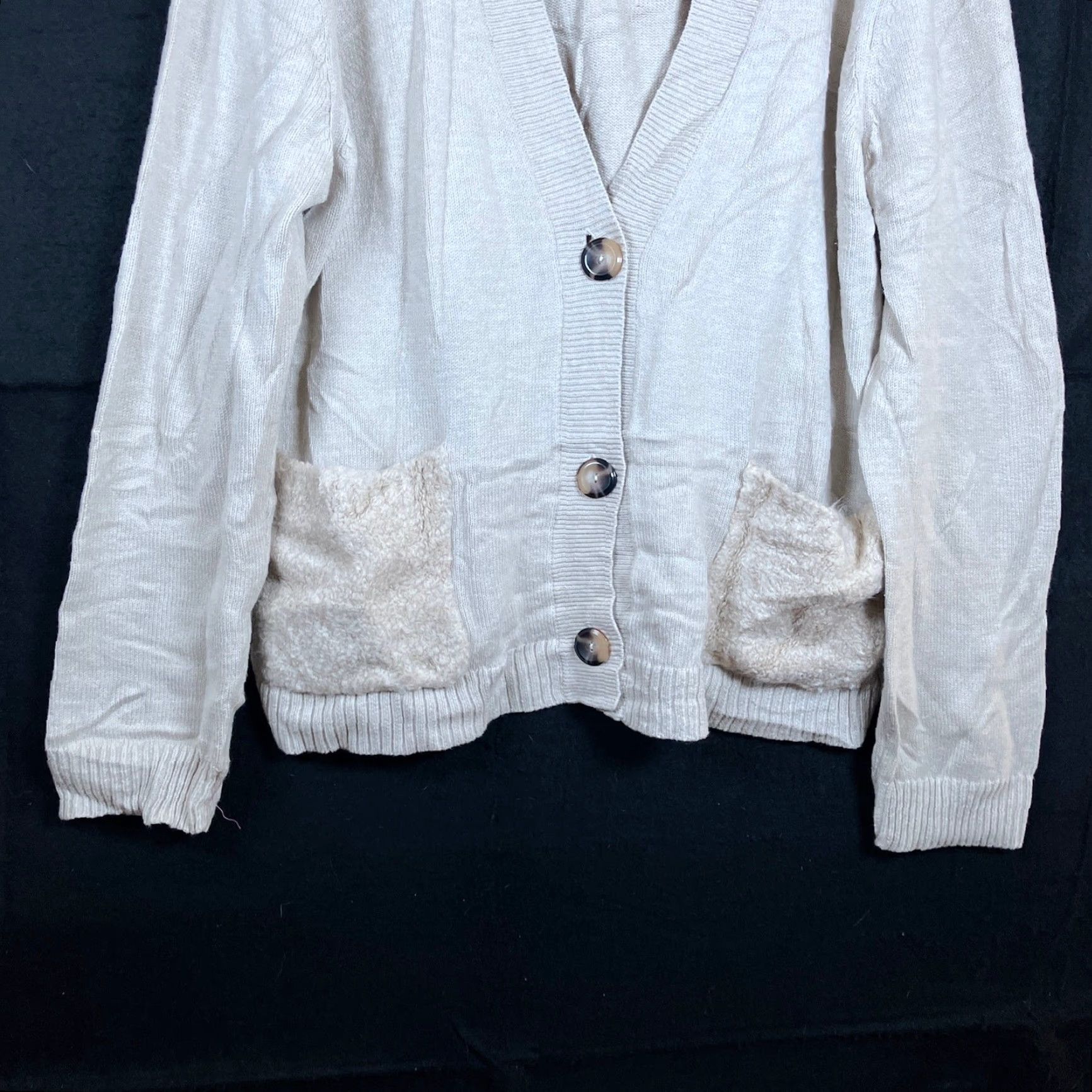 J. Jill J Jill Womens Cardigan Sweater Beige V-Neck Button Front Long Sleeve Large Size L Size L / US 10 / IT 46 - 3 Thumbnail
