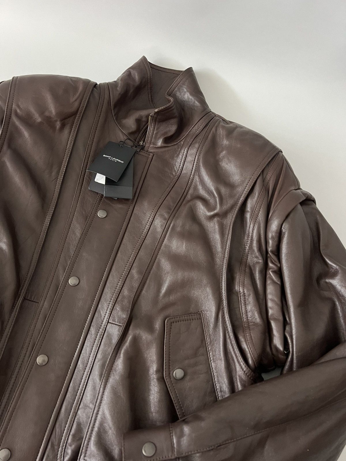 Saint Laurent Paris $8K VALUE Oversized Jacket in lambskin Size S / US 4 / IT 40 - 4 Thumbnail