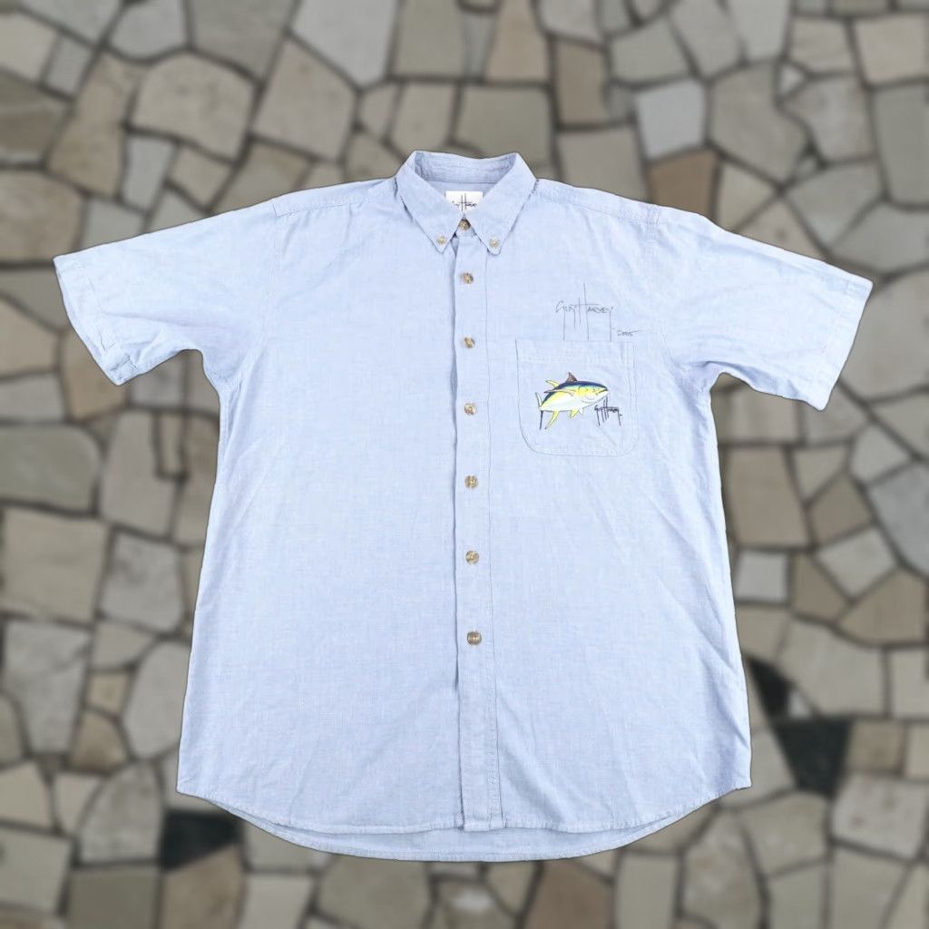 Guy Harvey Guy Harvey Shirt Mens Medium Blue Button-Up Shirt Mens Blue Cotton Short Sleeve Collared Button-Down Embroidered Fish Outdoor Casual Size US M / EU 48-50 / 2 - 1 Thumbnail