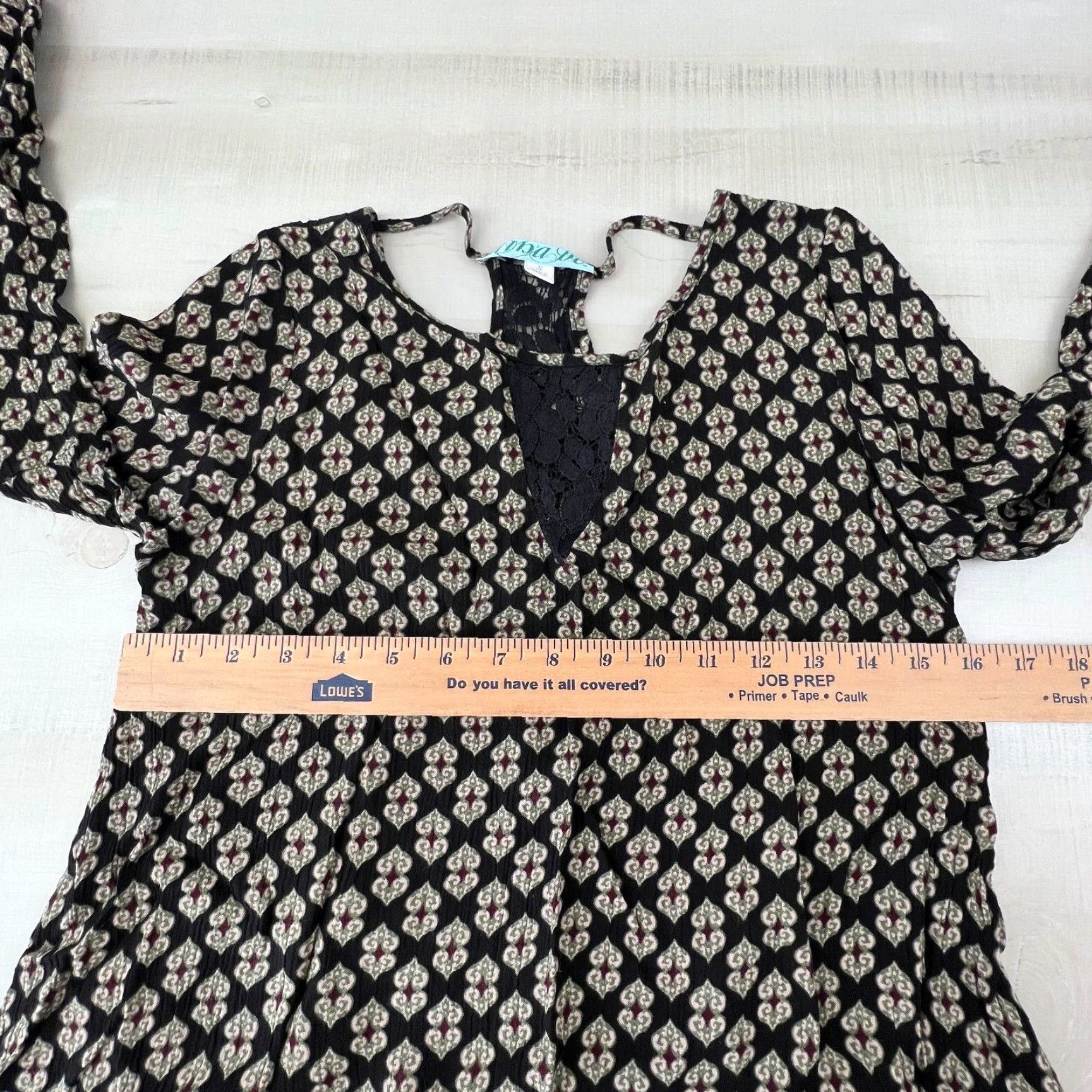 Vintage Dina Be Womens Mini Dress Small Black Long Sleeve Bell Sleeve Boho Short Flowy Dress Mens? Size S / US 4 / IT 40 - 5 Thumbnail