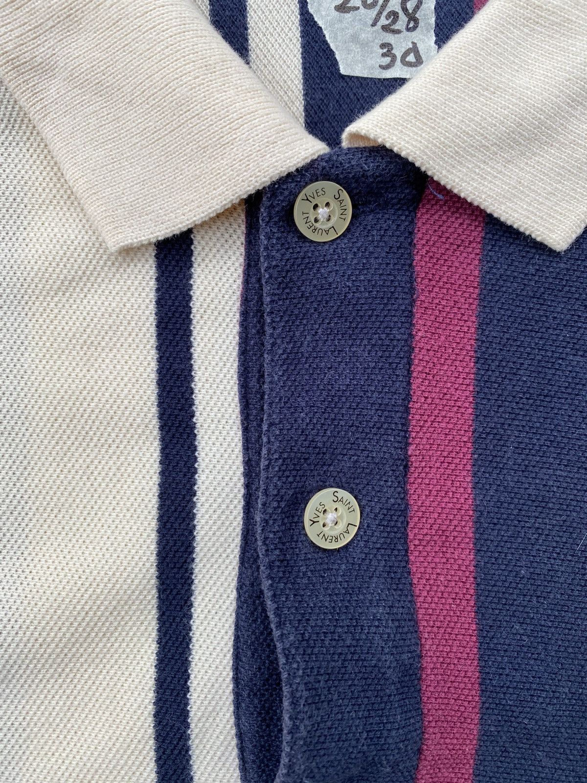 Vintage × Yves Saint Laurent Vintage Striped Navy White Polo T-shirt Yves Saint Laurent Size US L / EU 52-54 / 3 - 5 Thumbnail