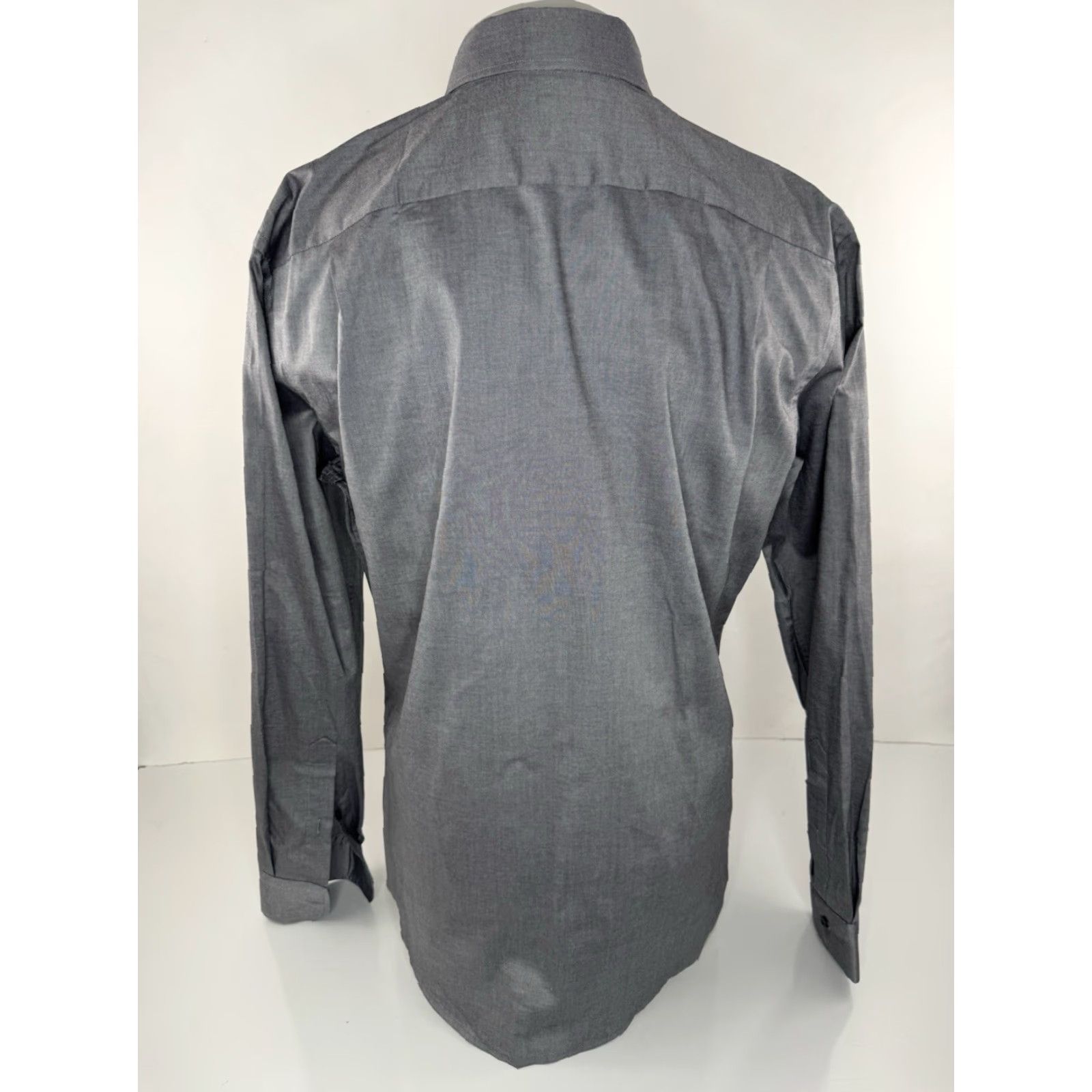 Vintage TEDDY STRATFORD Shirt Mens 4 Gray Zip Oxford Shine Metallic Long Sleeve Button-Up 1990s Z Size US S / EU 44-46 / 1 - 4 Thumbnail