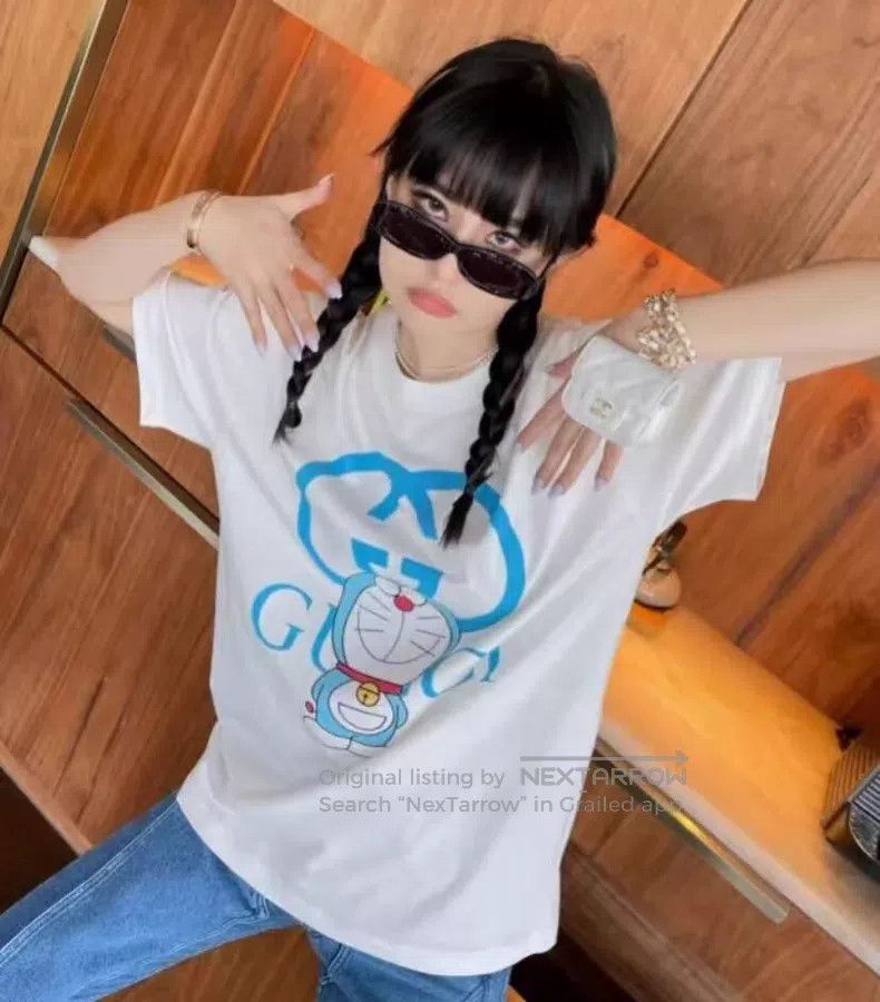 Gucci Gucci White logo letter Doraemon printed cotton round-neck Size S / US 4 / IT 40 - 8 Thumbnail