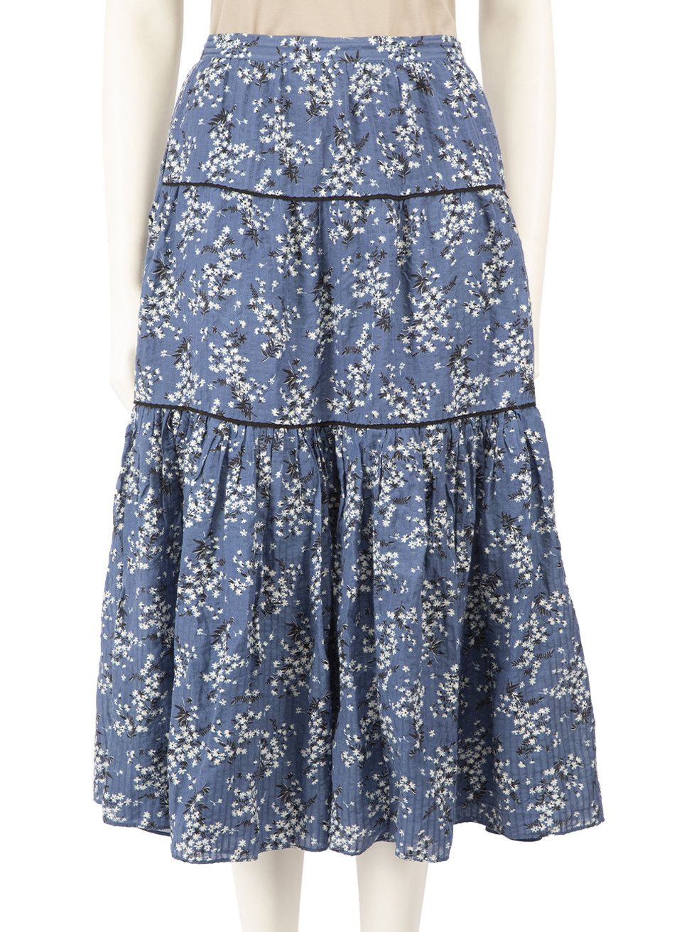 Ulla Johnson Blue Floral Print Tier Skirt Size 26" / US 2 / IT 38 - 1 Thumbnail