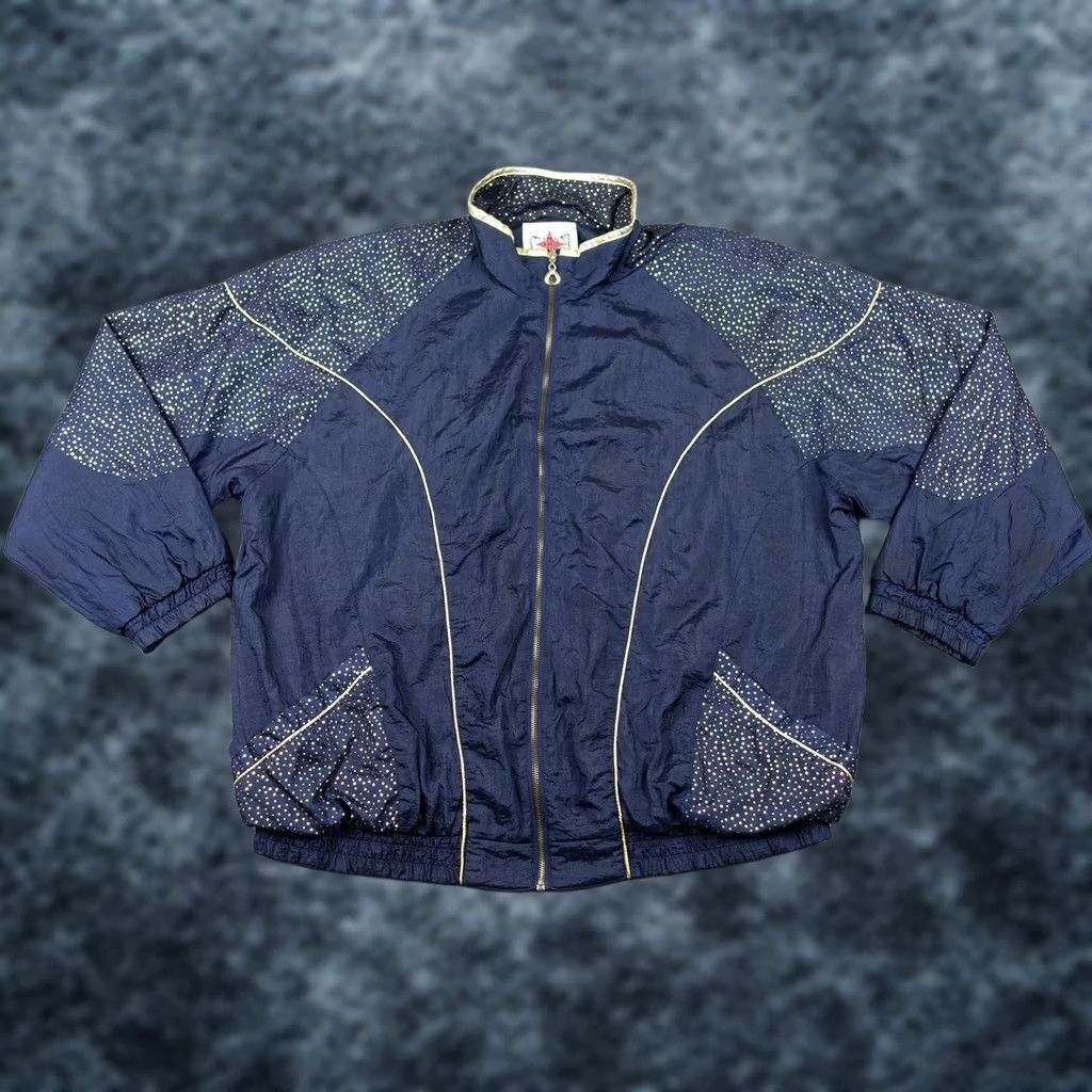 Vintage VINTAGE Active Frontier Windbreaker Jacket Womens L Navy Gold Polka Dot 90s Windbreaker Jacket Womens L Navy Gold Polka Dot 90s Size L / US 10 / IT 46 - 1 Thumbnail